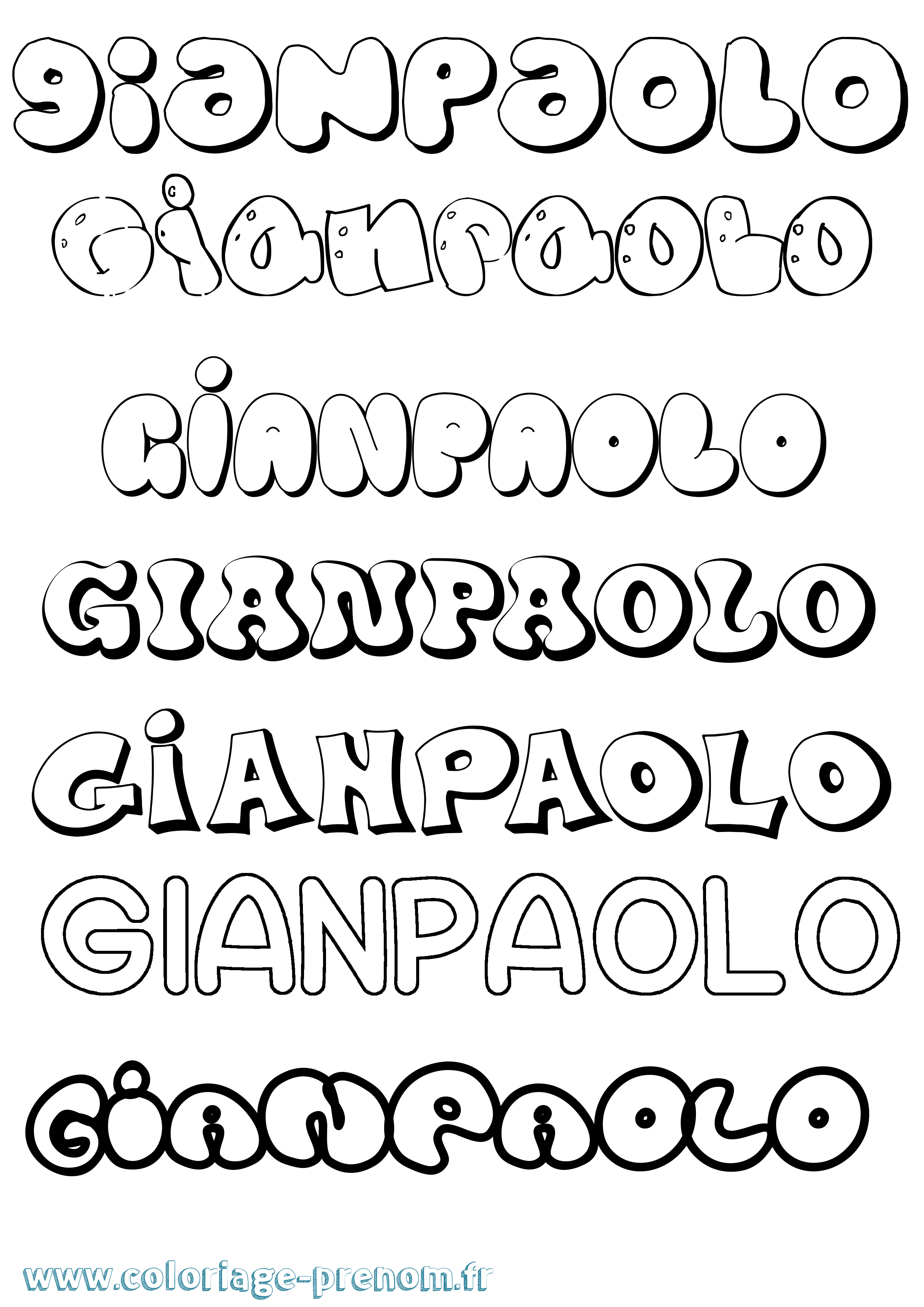 Coloriage Gianpaolo Bubble Coloriage prénom Gianpaolo Bubble