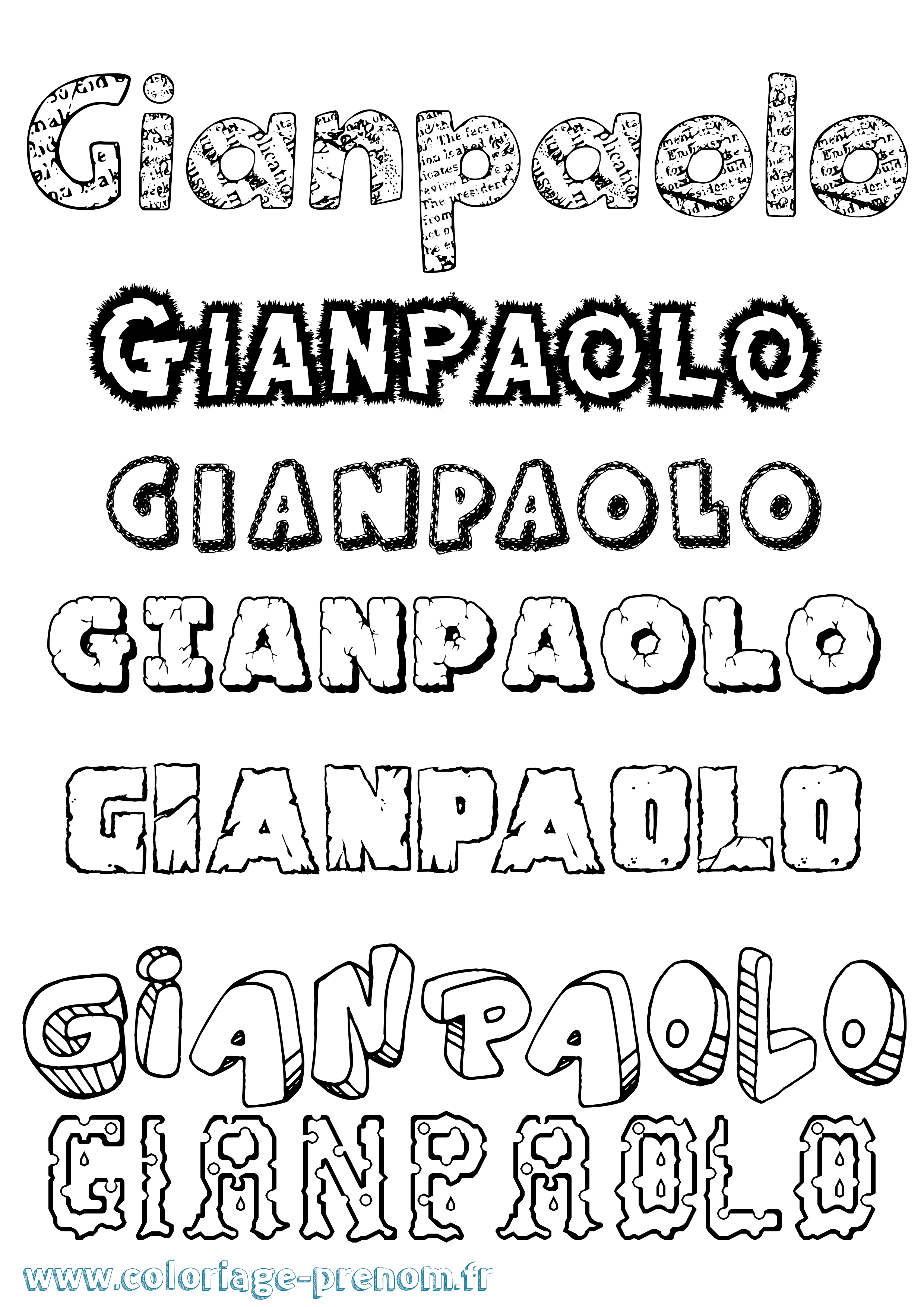 Coloriage Gianpaolo Destructuré Coloriage prénom Gianpaolo Destructuré