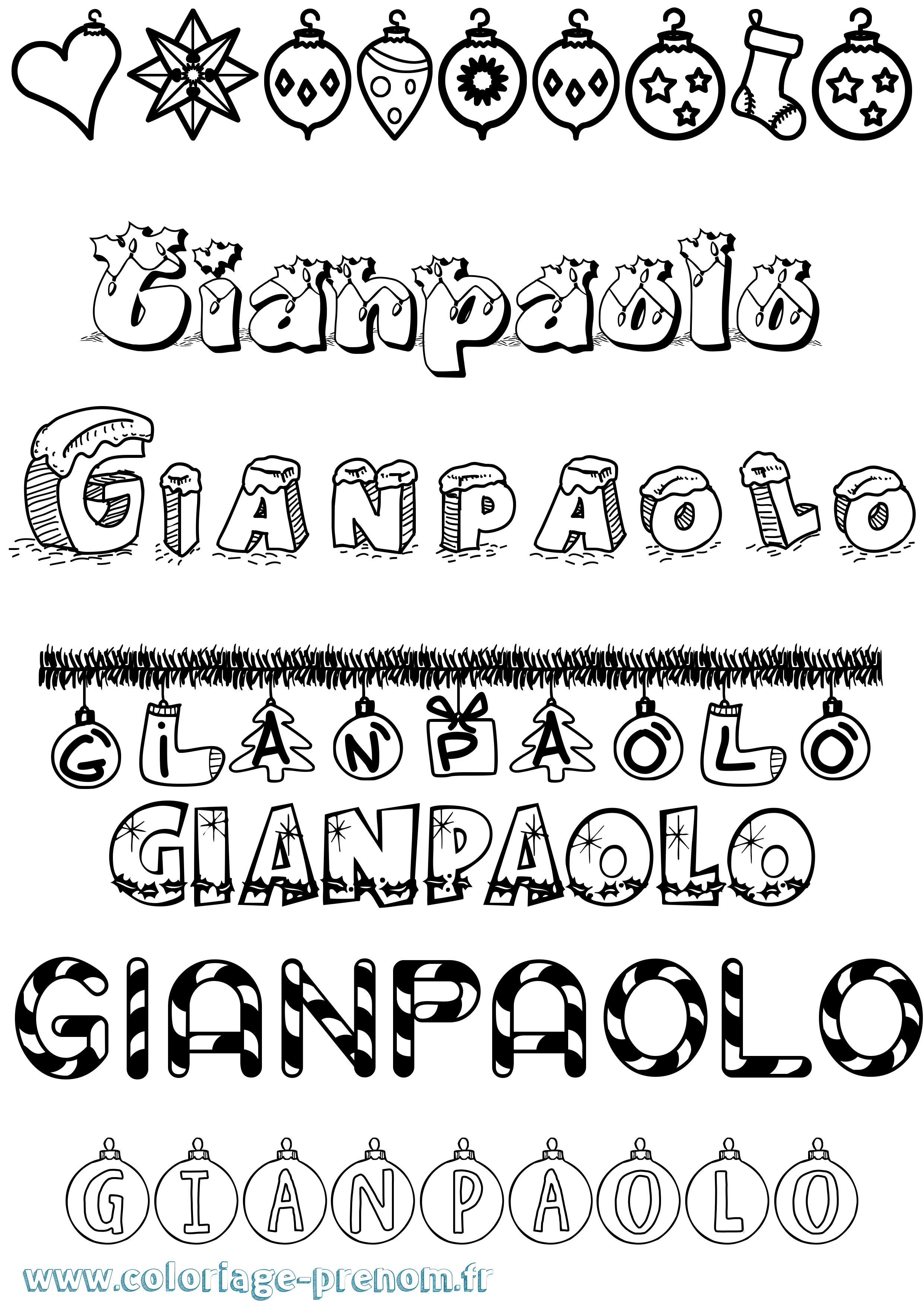 Coloriage Gianpaolo Noël Coloriage prénom Gianpaolo Noël