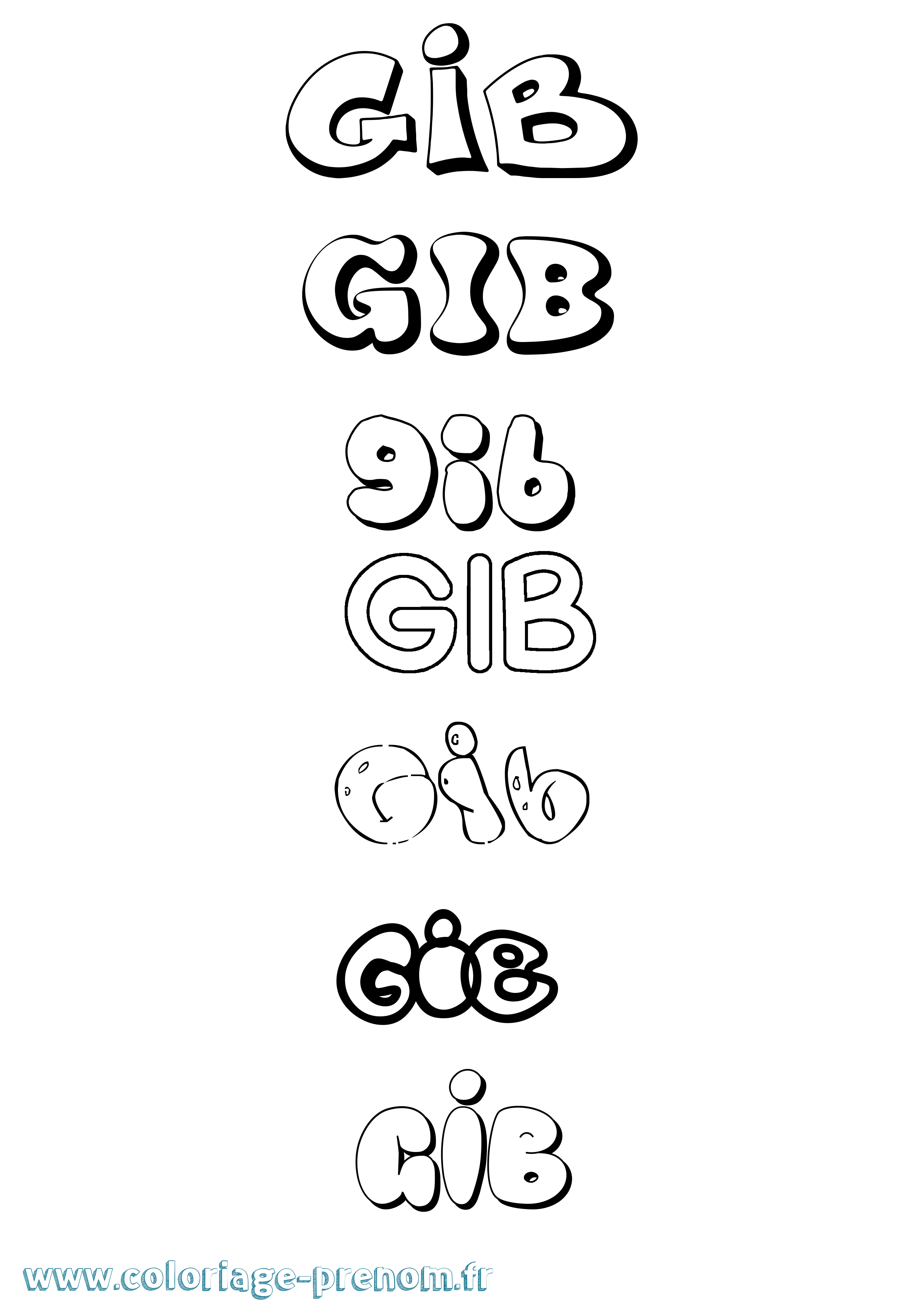 Coloriage Gib Bubble Coloriage prénom Gib Bubble
