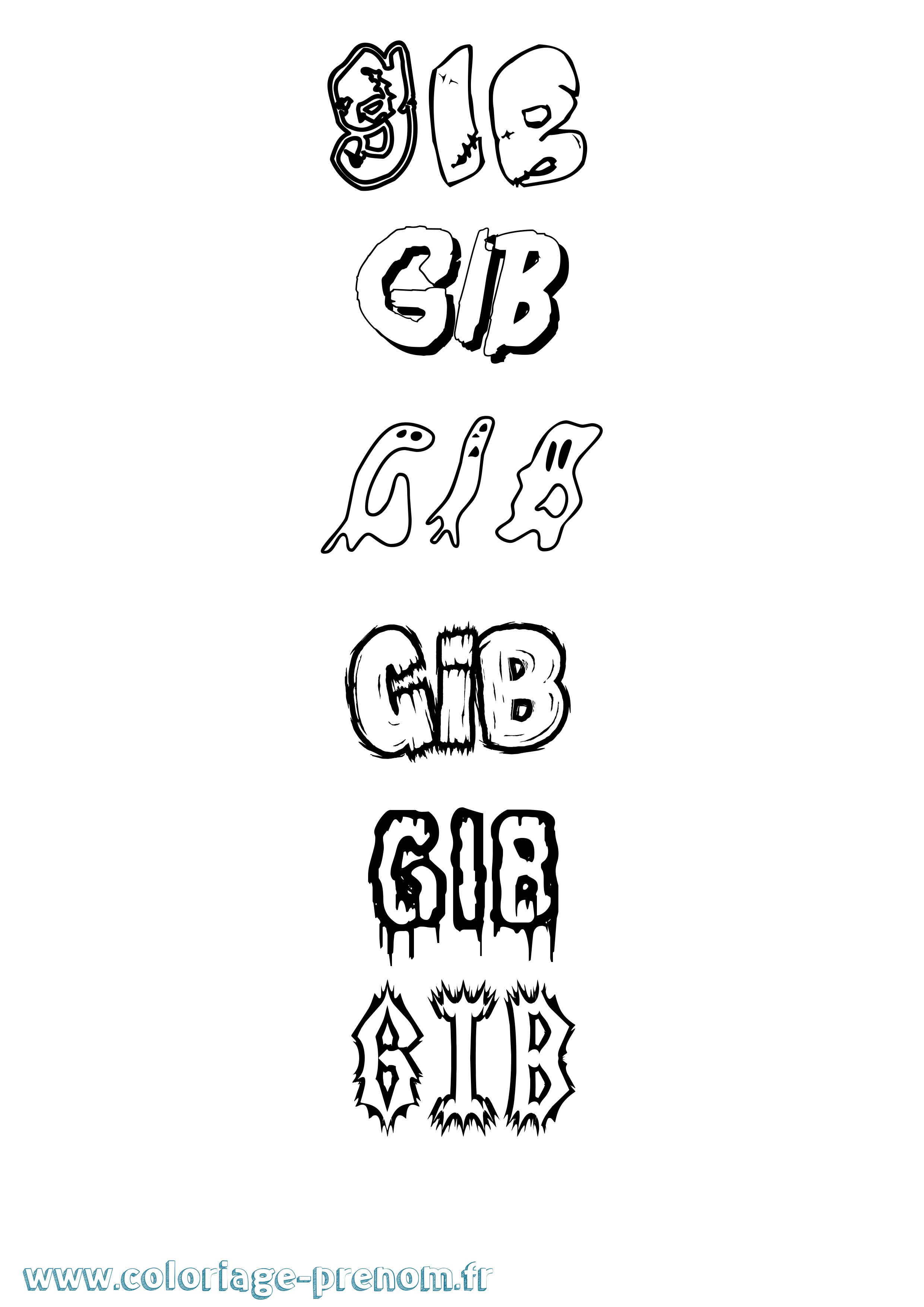 Coloriage Gib Frisson Coloriage prénom Gib Frisson