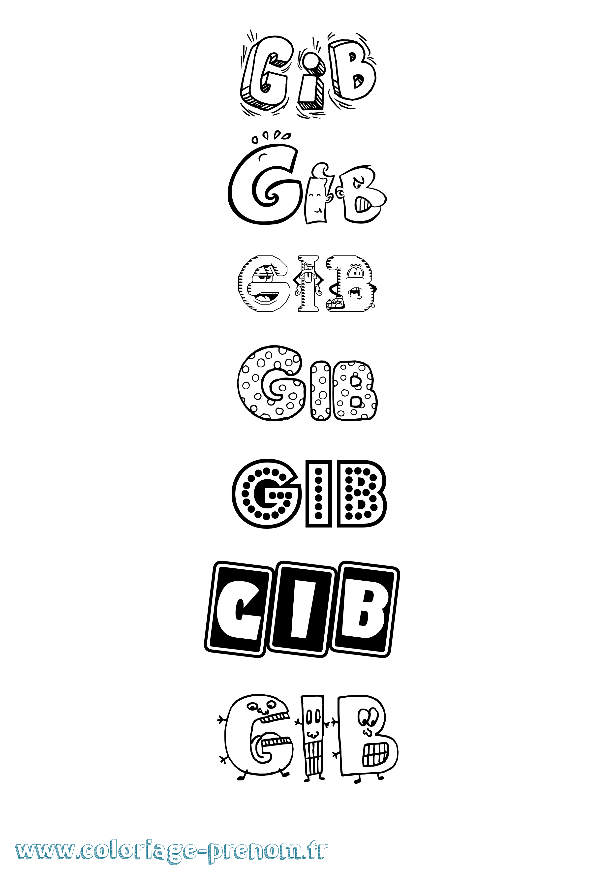 Coloriage Gib Fun Coloriage prénom Gib Fun