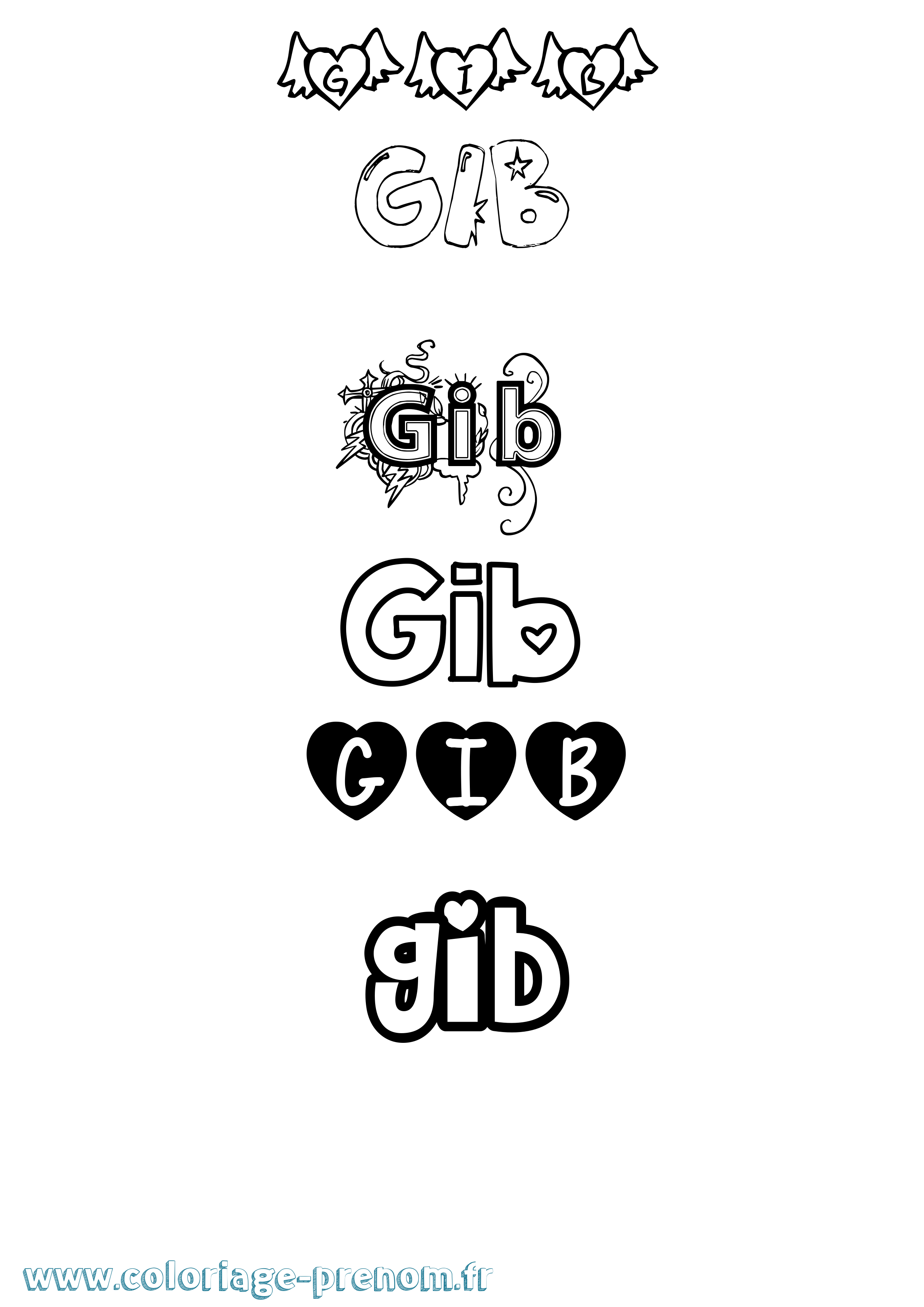 Coloriage Gib Girly Coloriage prénom Gib Girly