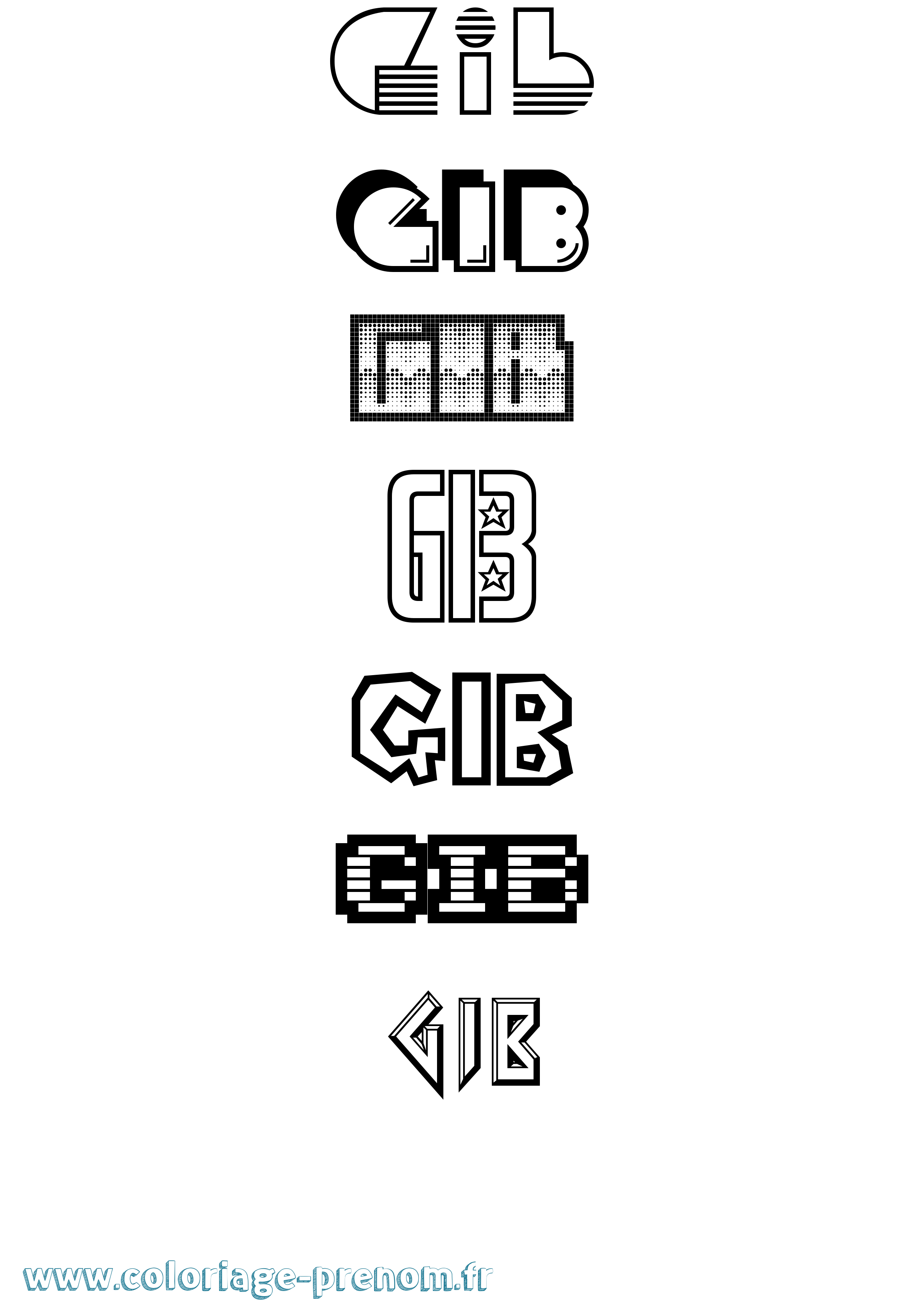 Coloriage Gib Jeux Vidéos Coloriage prénom Gib Jeux Vidéos