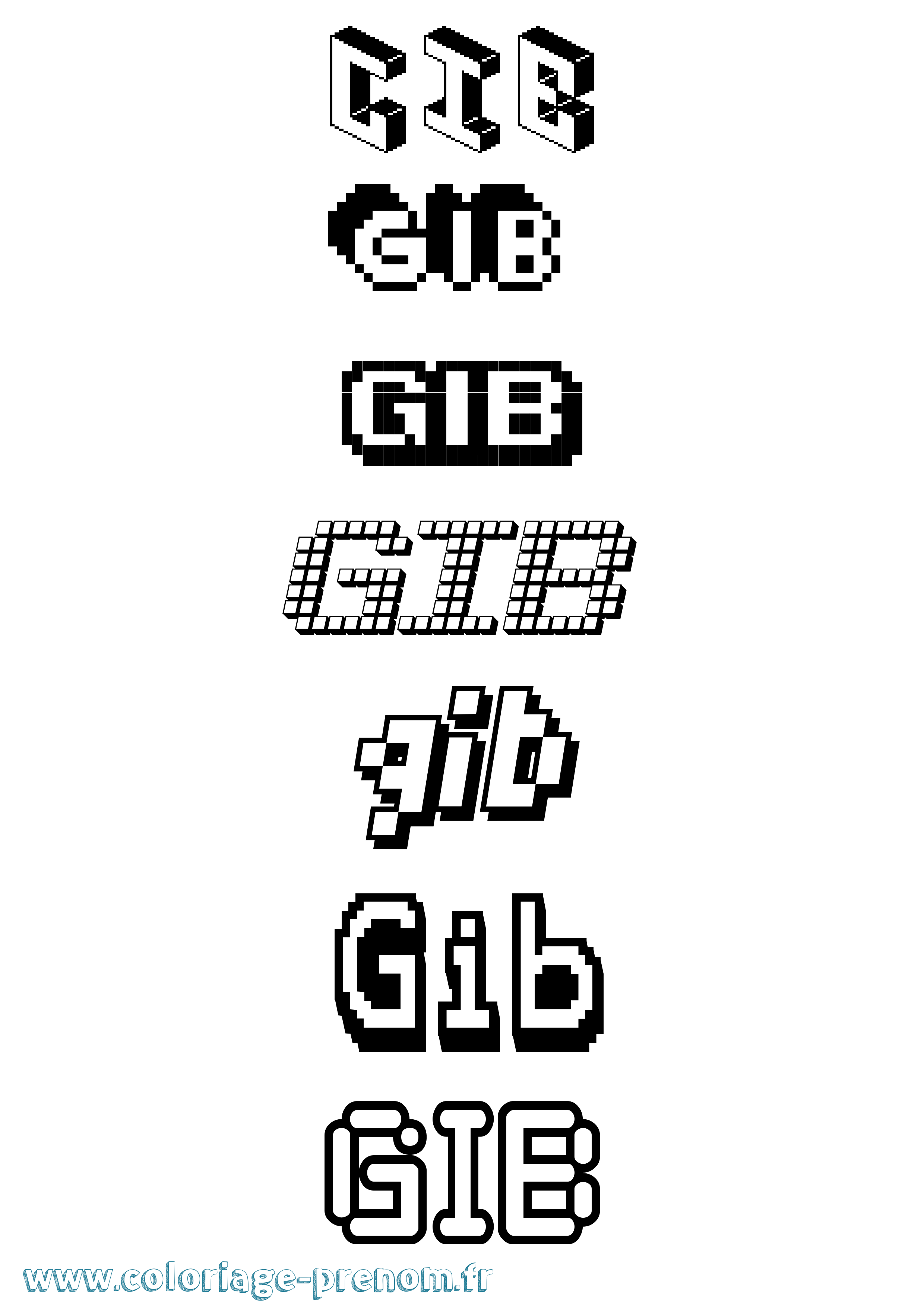 Coloriage Gib Pixel Coloriage prénom Gib Pixel