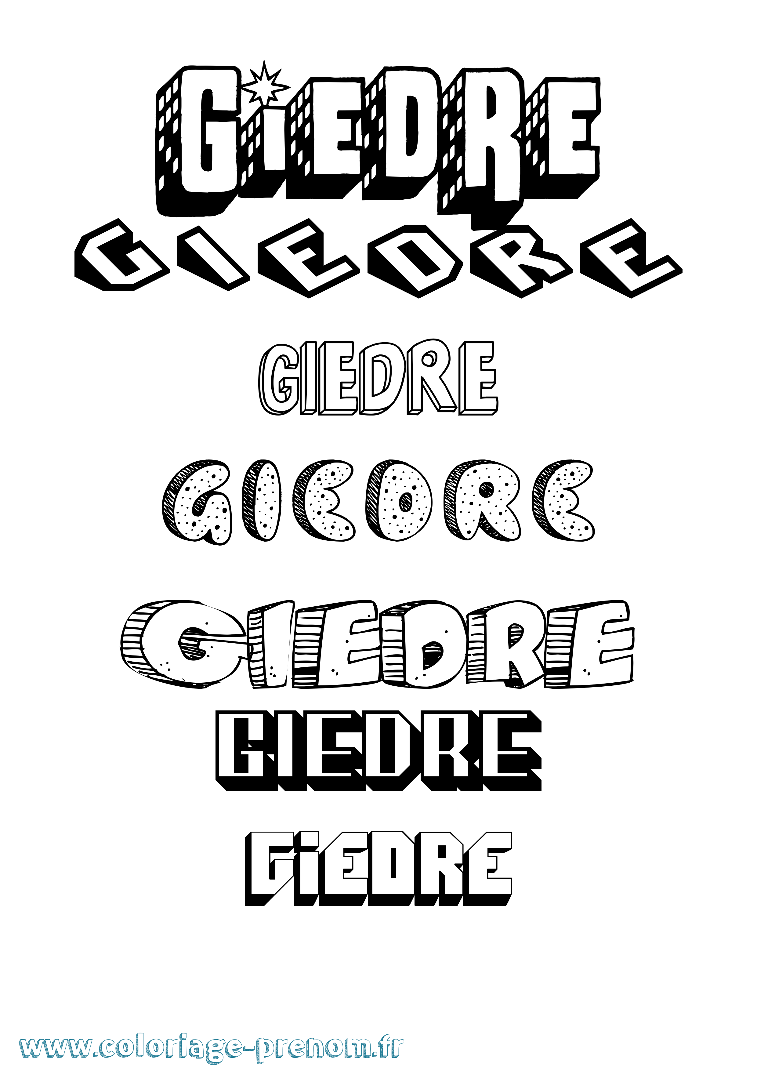 Coloriage Giedre Effet 3D Coloriage prénom Giedre Effet 3D