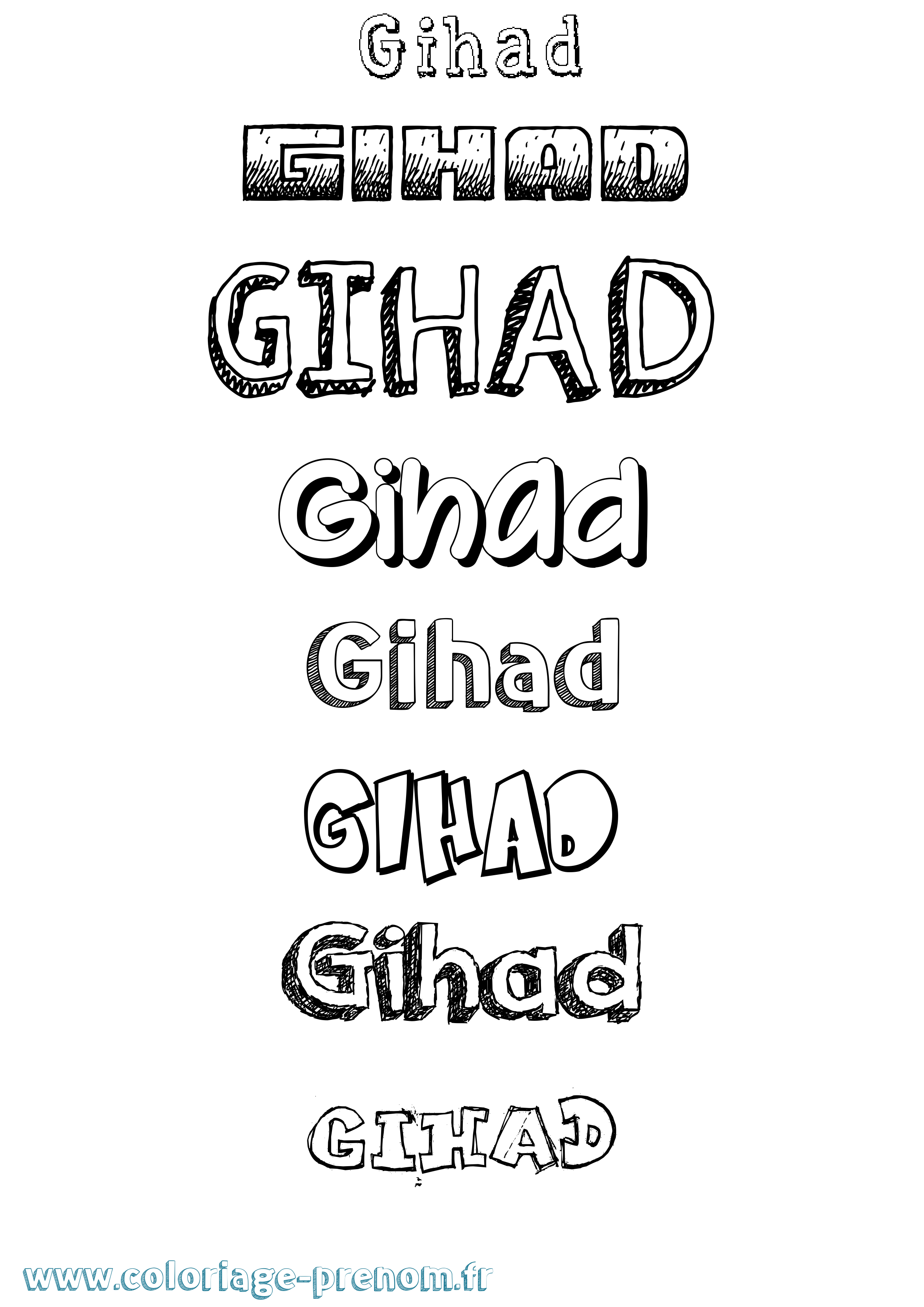 Coloriage Gihad Dessiné Coloriage prénom Gihad Dessiné