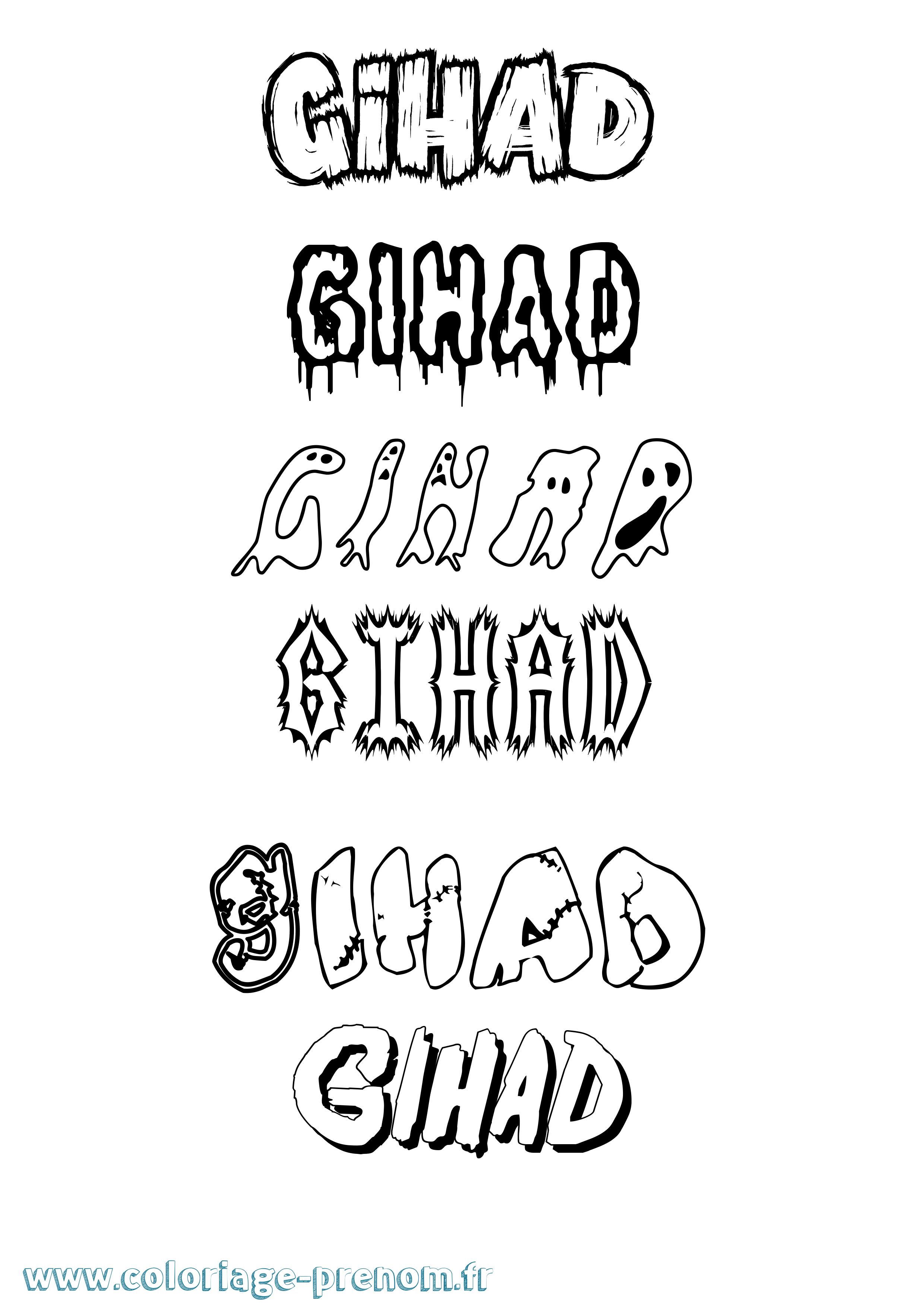 Coloriage Gihad Frisson Coloriage prénom Gihad Frisson