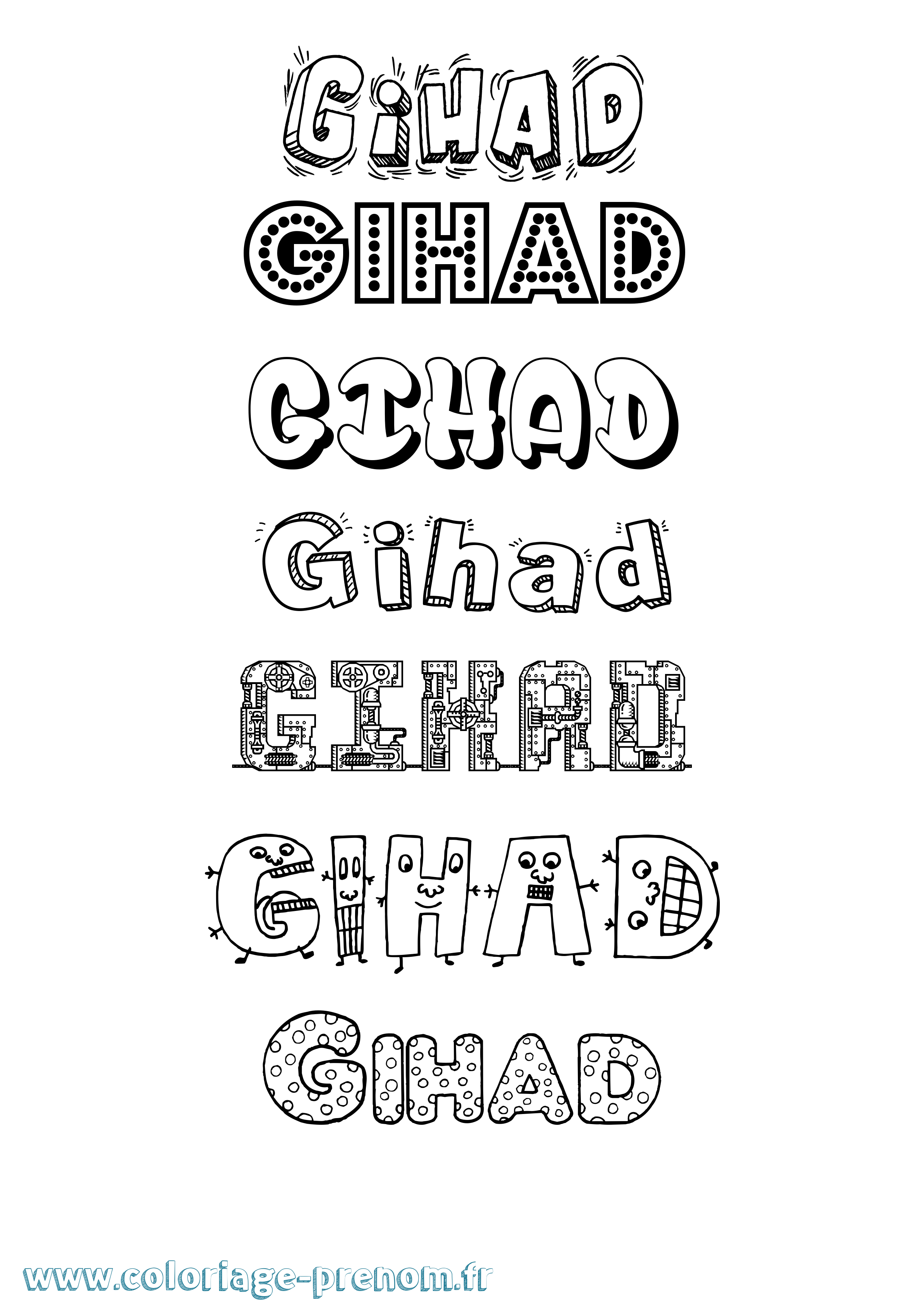 Coloriage Gihad Fun Coloriage prénom Gihad Fun