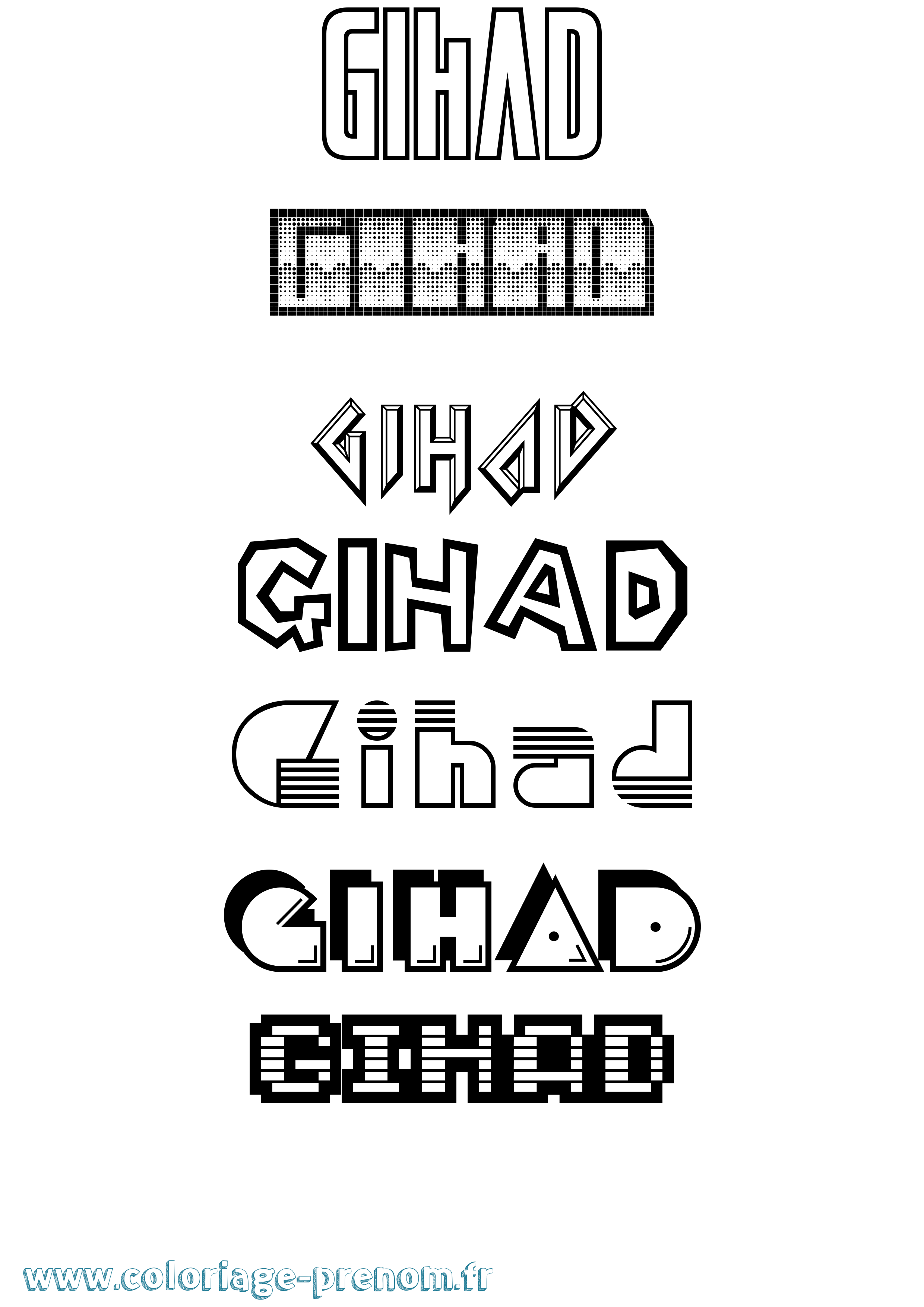 Coloriage Gihad Jeux Vidéos Coloriage prénom Gihad Jeux Vidéos