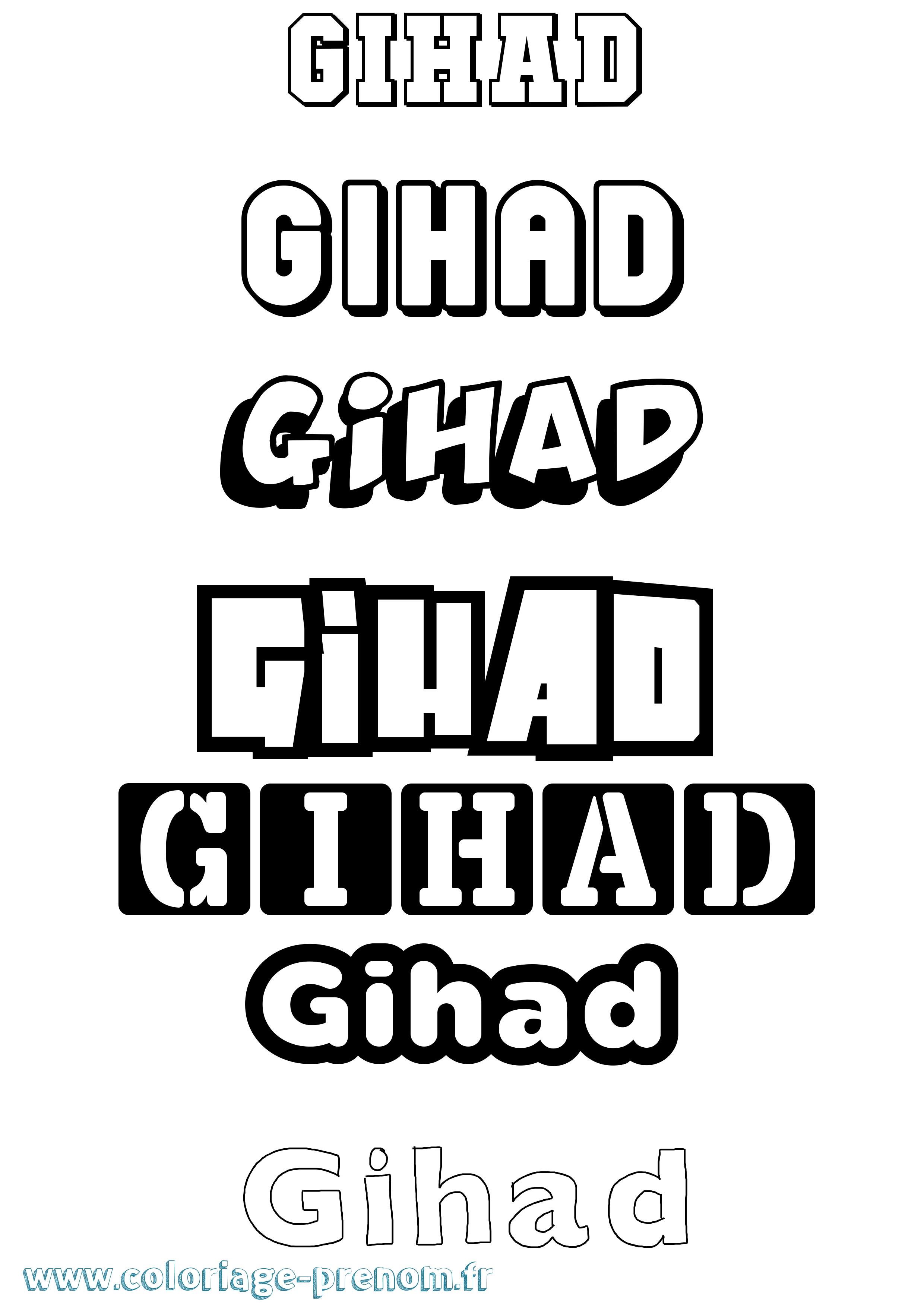 Coloriage Gihad Simple Coloriage prénom Gihad Simple
