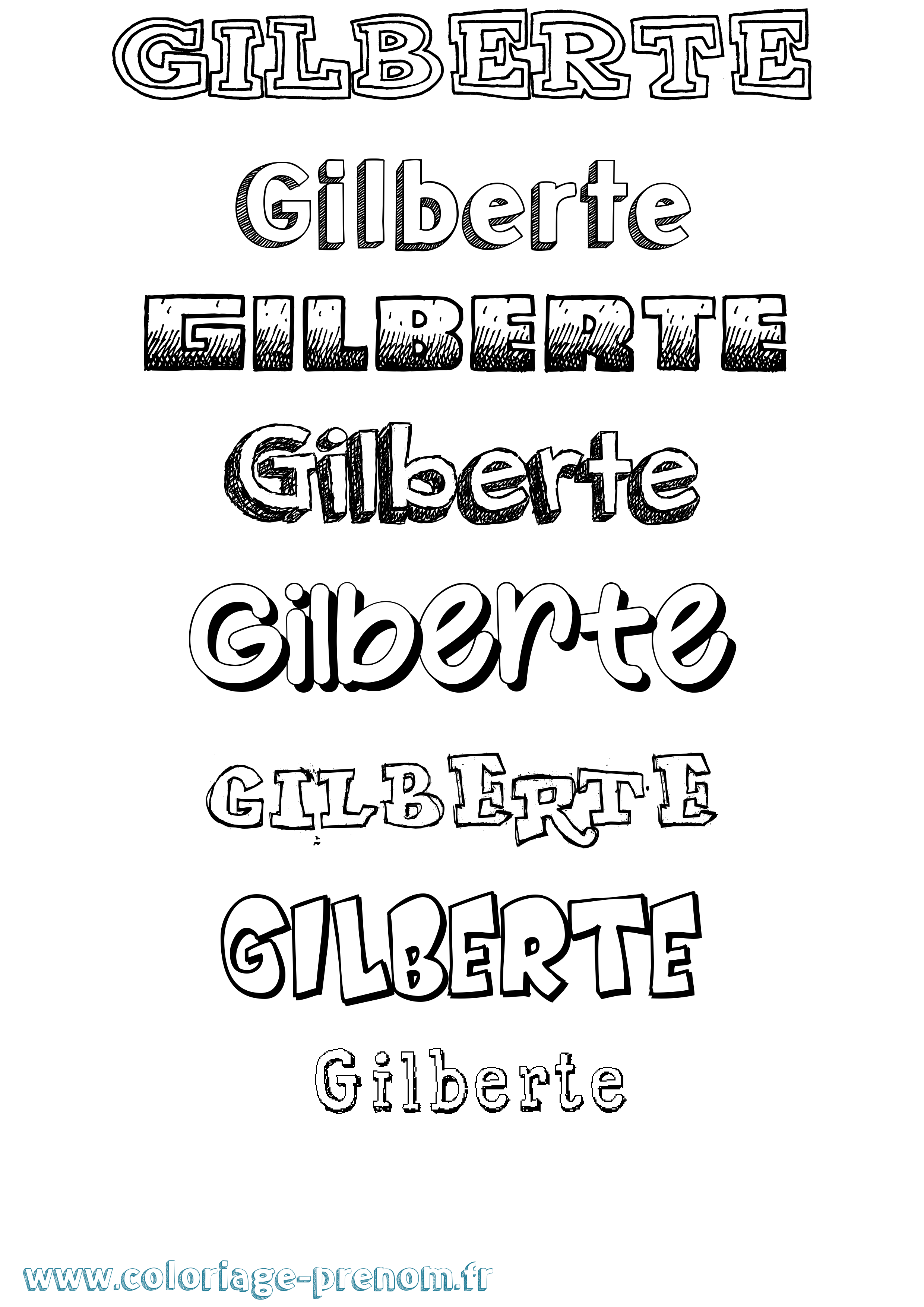 Coloriage Gilberte Dessiné Coloriage prénom Gilberte Dessiné