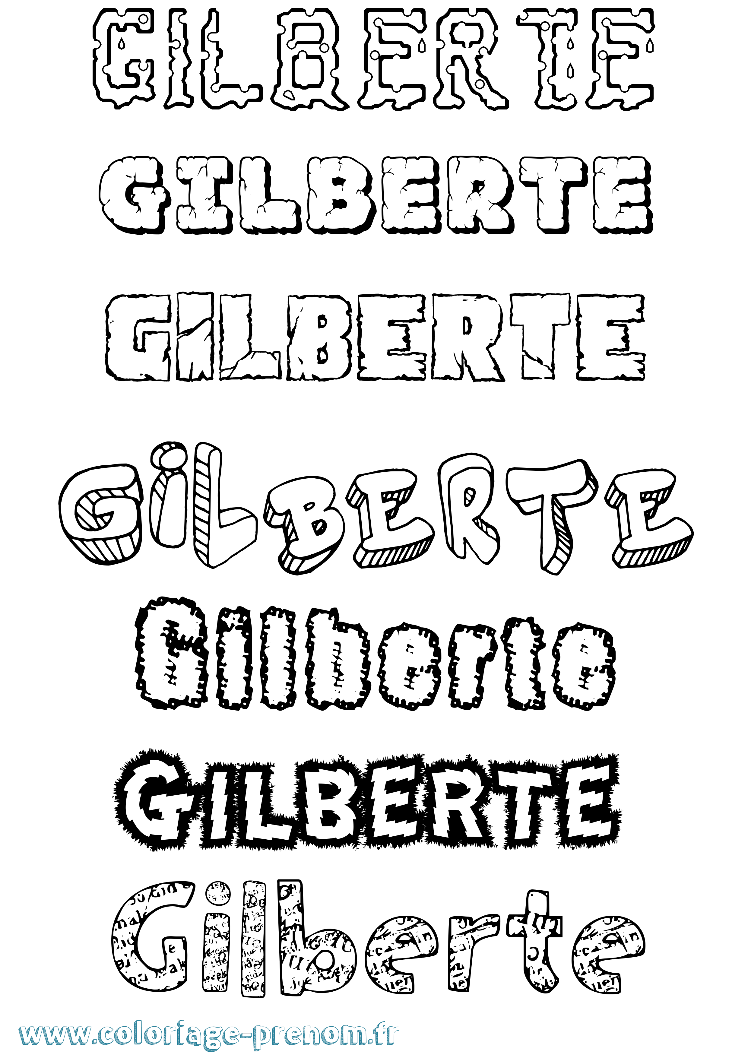 Coloriage Gilberte Destructuré Coloriage prénom Gilberte Destructuré