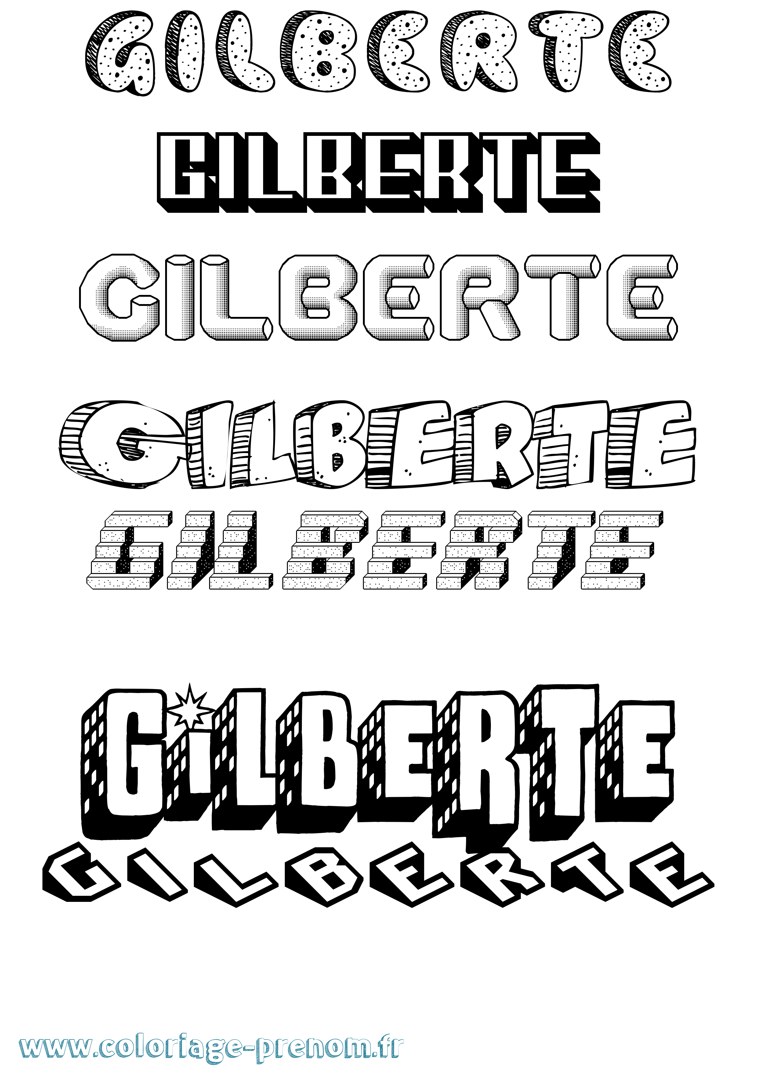 Coloriage Gilberte Effet 3D Coloriage prénom Gilberte Effet 3D