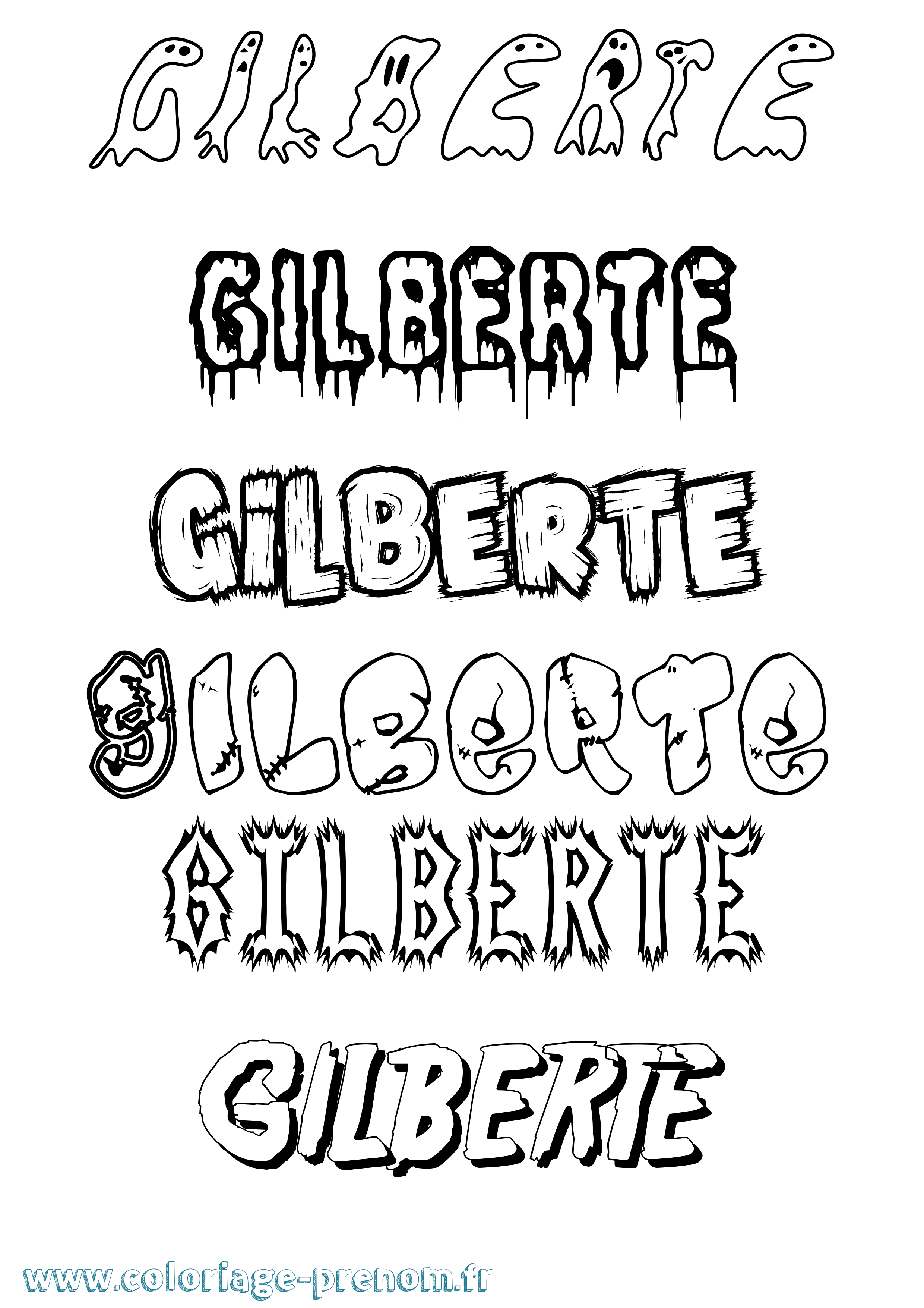 Coloriage Gilberte Frisson Coloriage prénom Gilberte Frisson