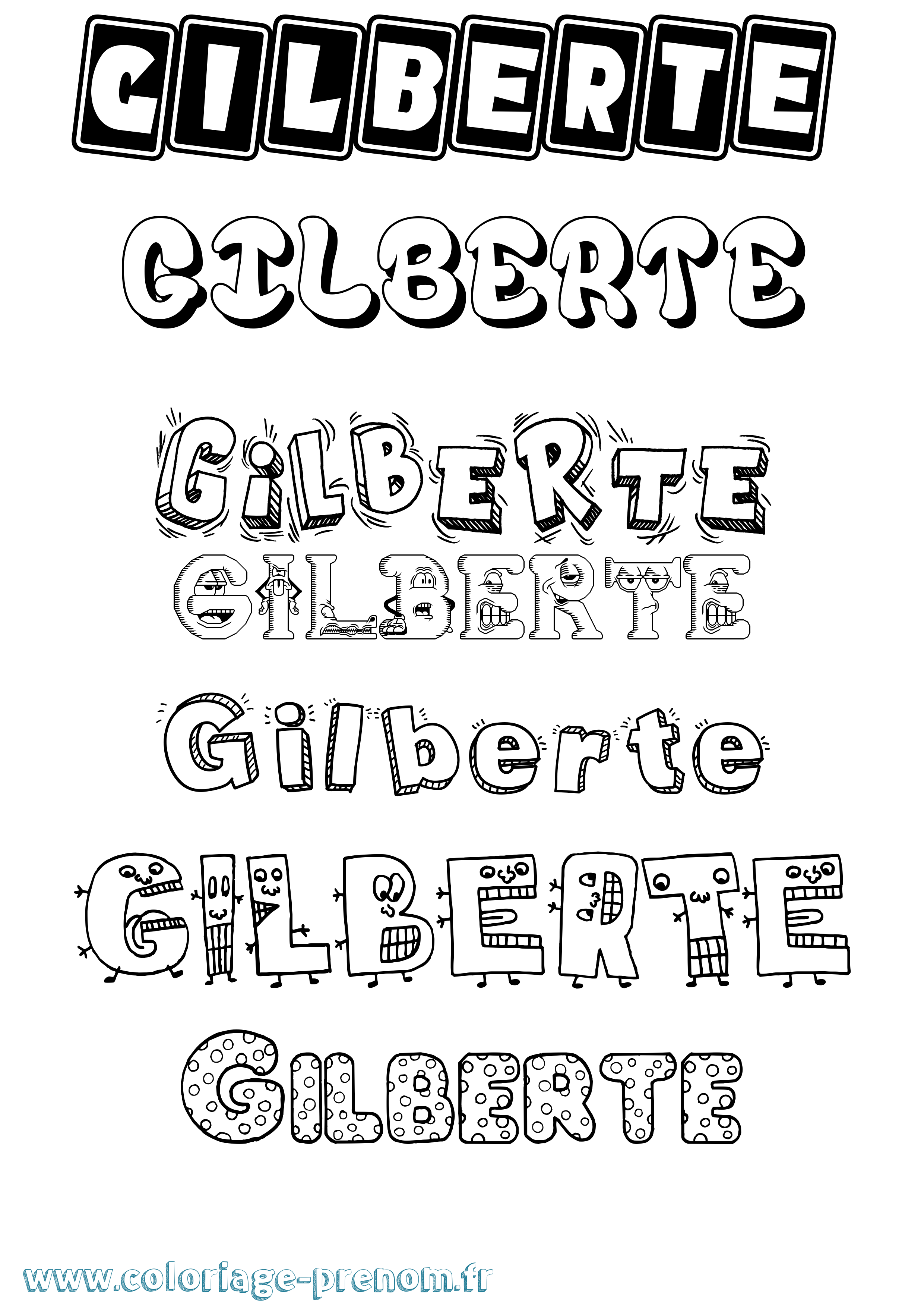 Coloriage Gilberte Fun Coloriage prénom Gilberte Fun