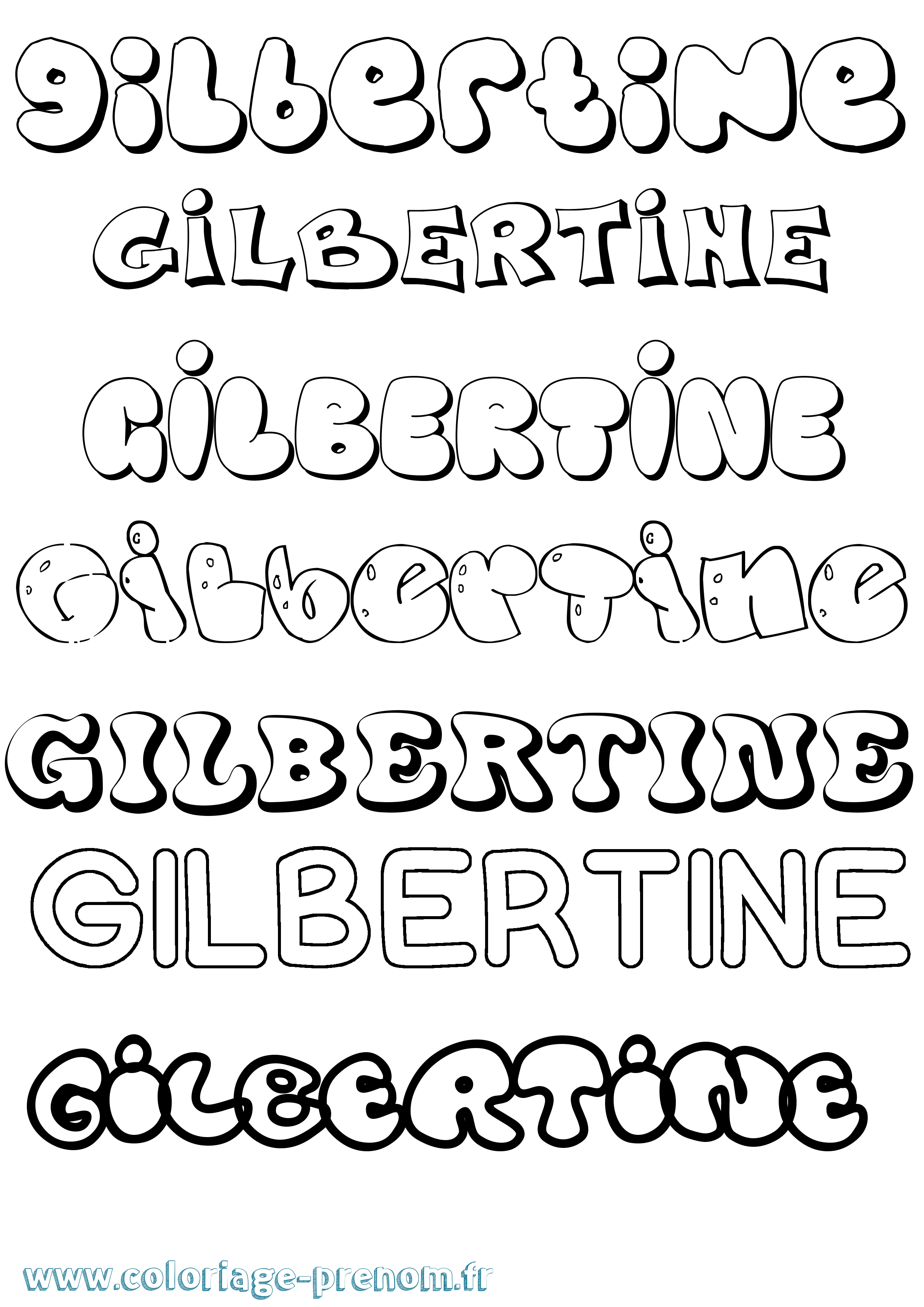 Coloriage Gilbertine Bubble Coloriage prénom Gilbertine Bubble