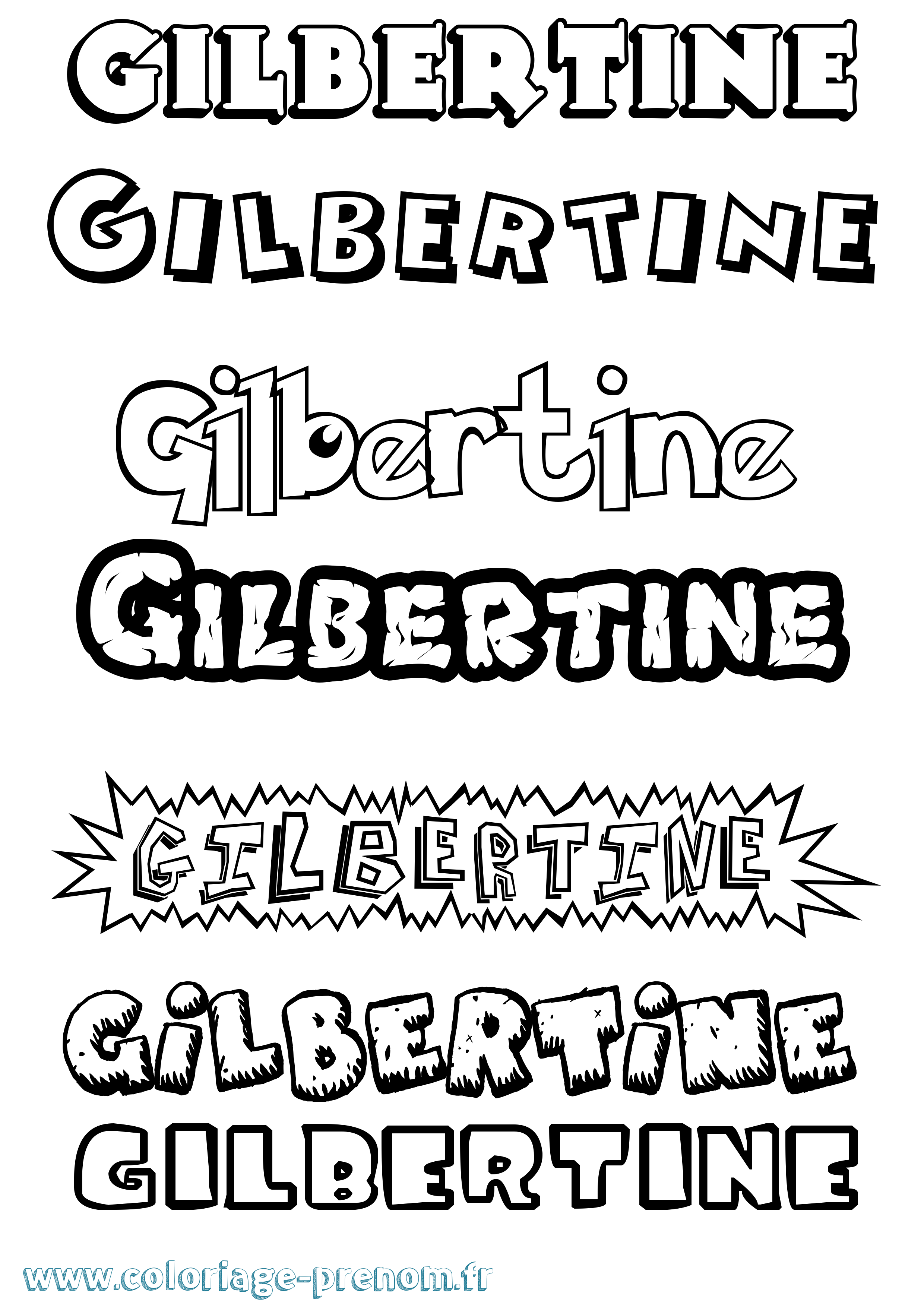 Coloriage Gilbertine Dessin Animé Coloriage prénom Gilbertine Dessin Animé