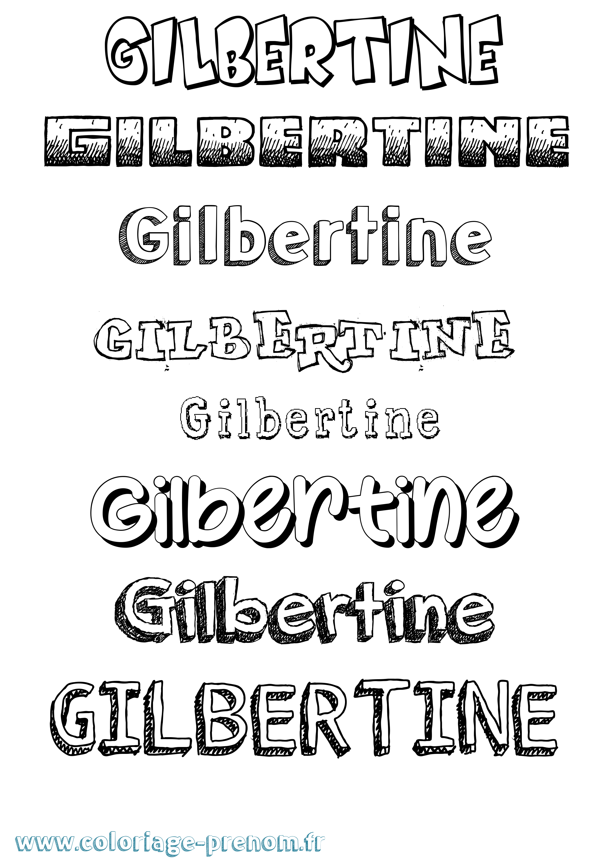 Coloriage Gilbertine Dessiné Coloriage prénom Gilbertine Dessiné