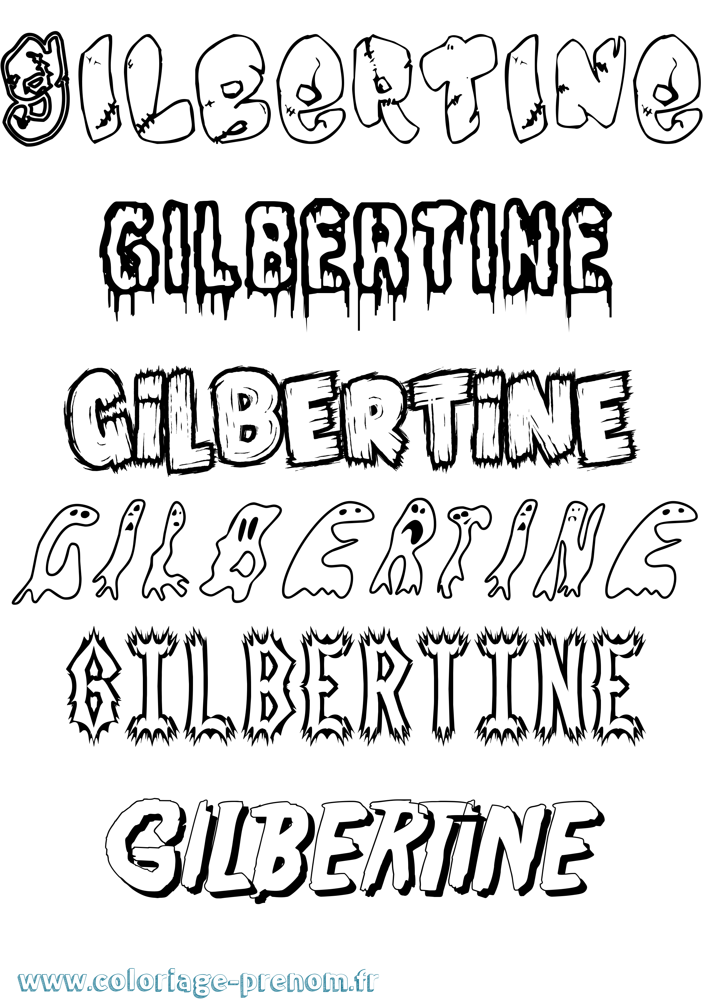 Coloriage Gilbertine Frisson Coloriage prénom Gilbertine Frisson