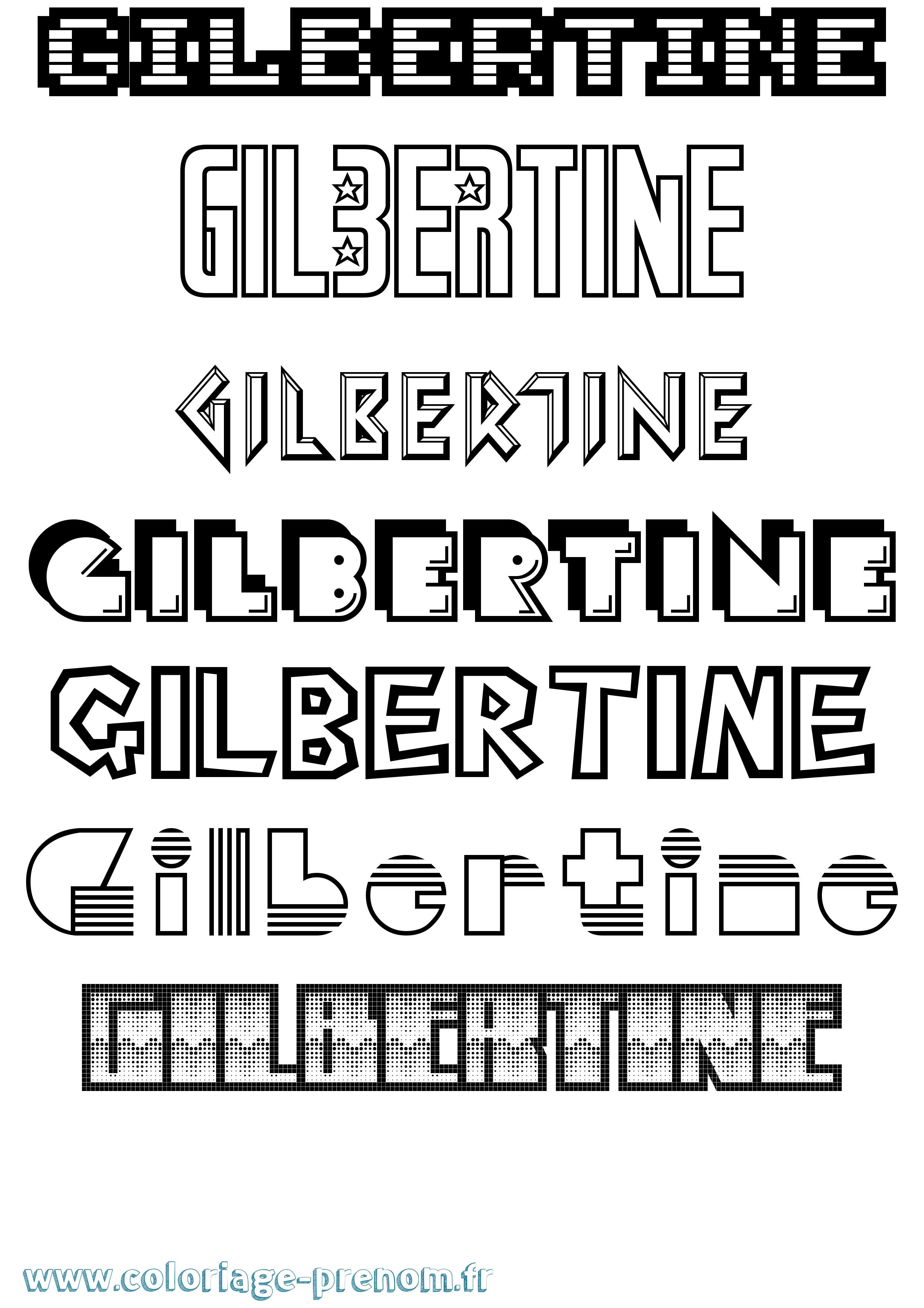 Coloriage Gilbertine Jeux Vidéos Coloriage prénom Gilbertine Jeux Vidéos