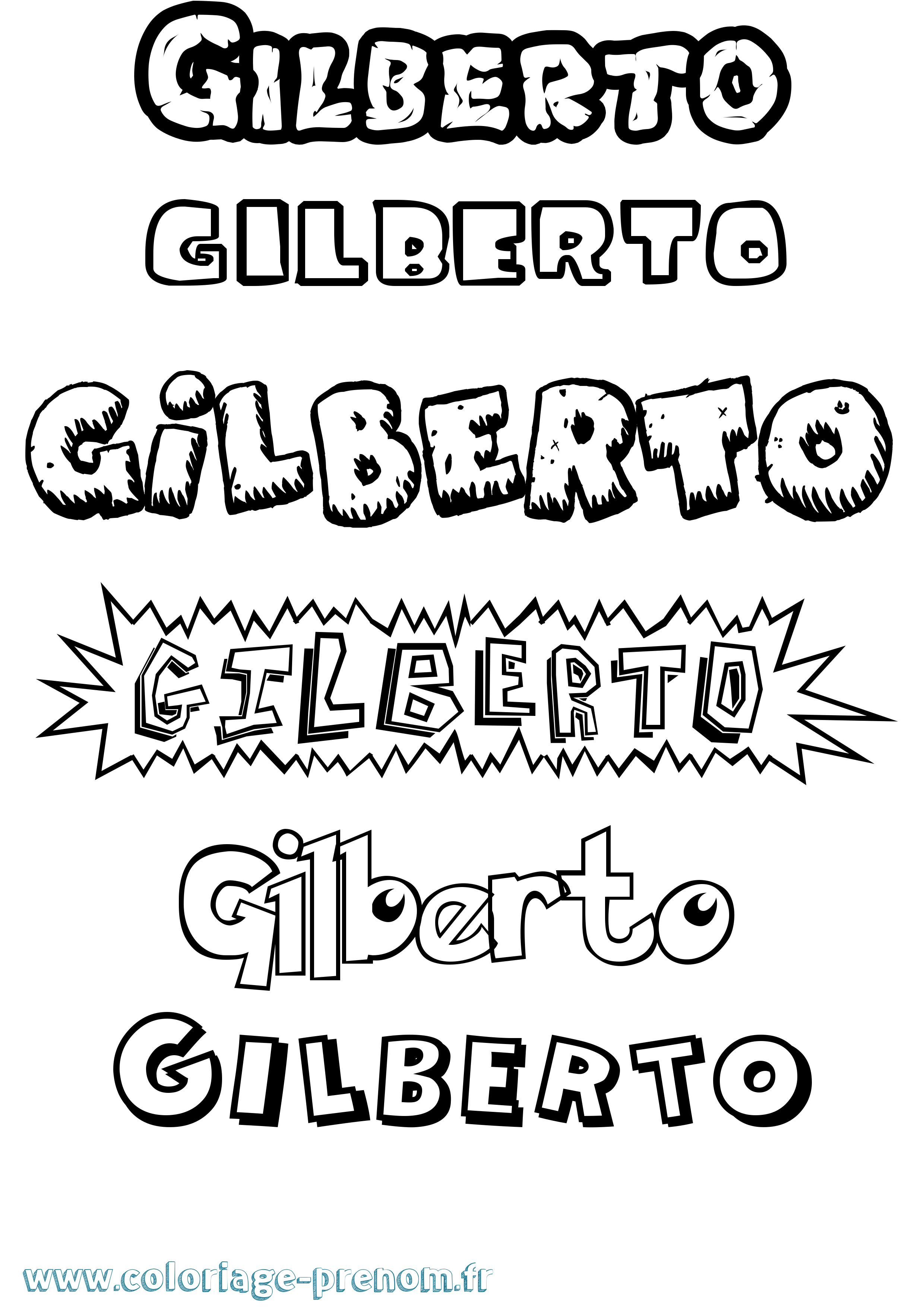 Coloriage Gilberto Dessin Animé Coloriage prénom Gilberto Dessin Animé