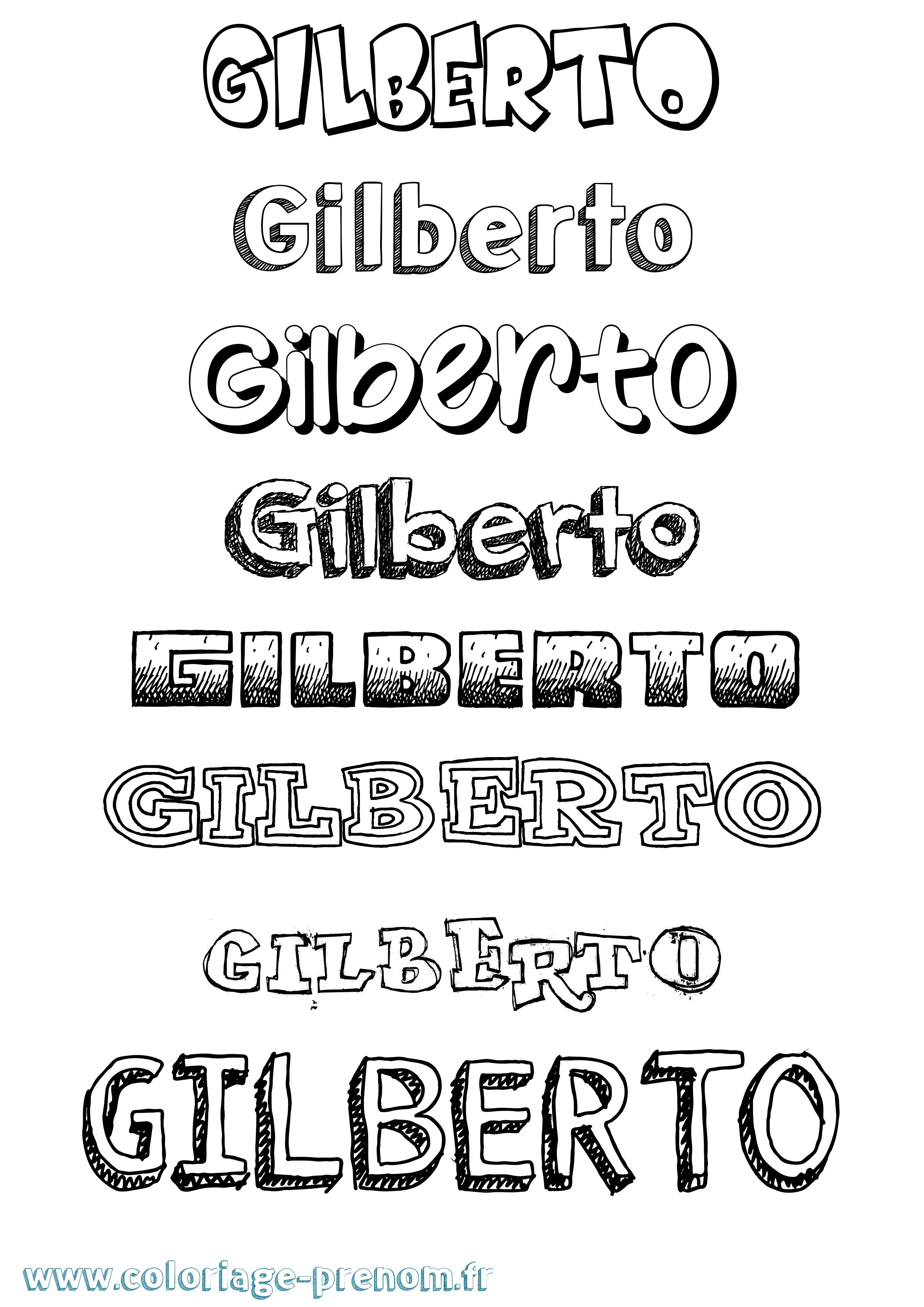 Coloriage Gilberto Dessiné Coloriage prénom Gilberto Dessiné