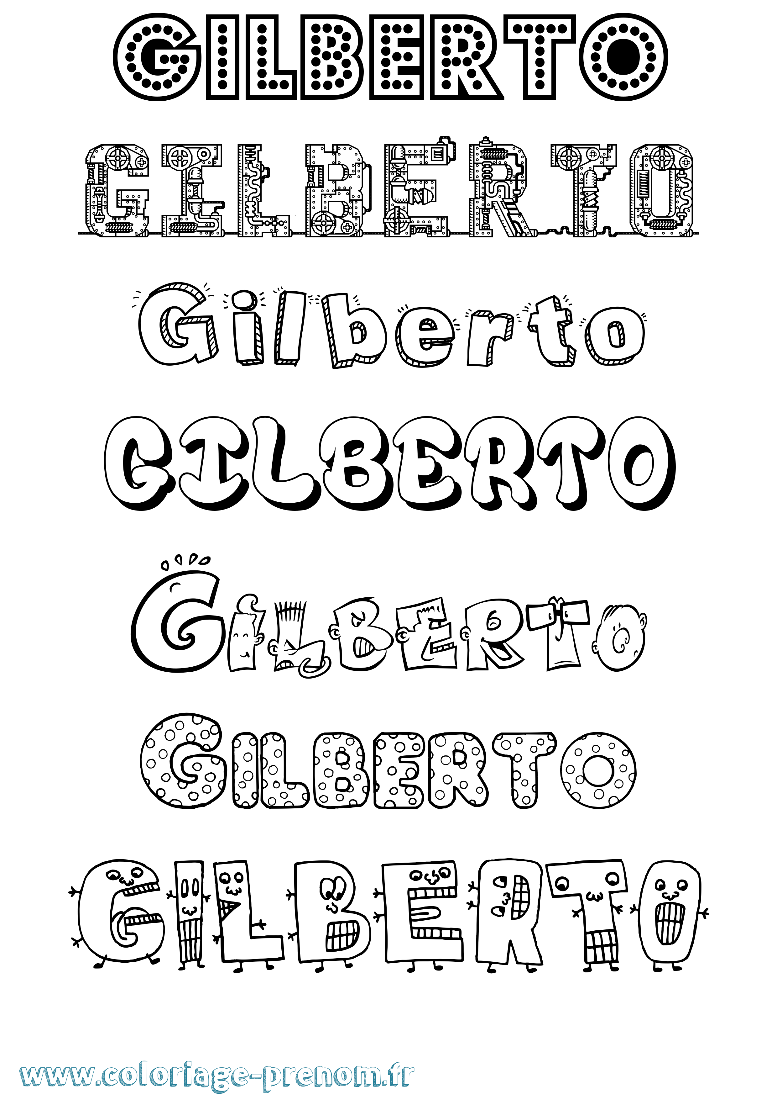 Coloriage Gilberto Fun Coloriage prénom Gilberto Fun