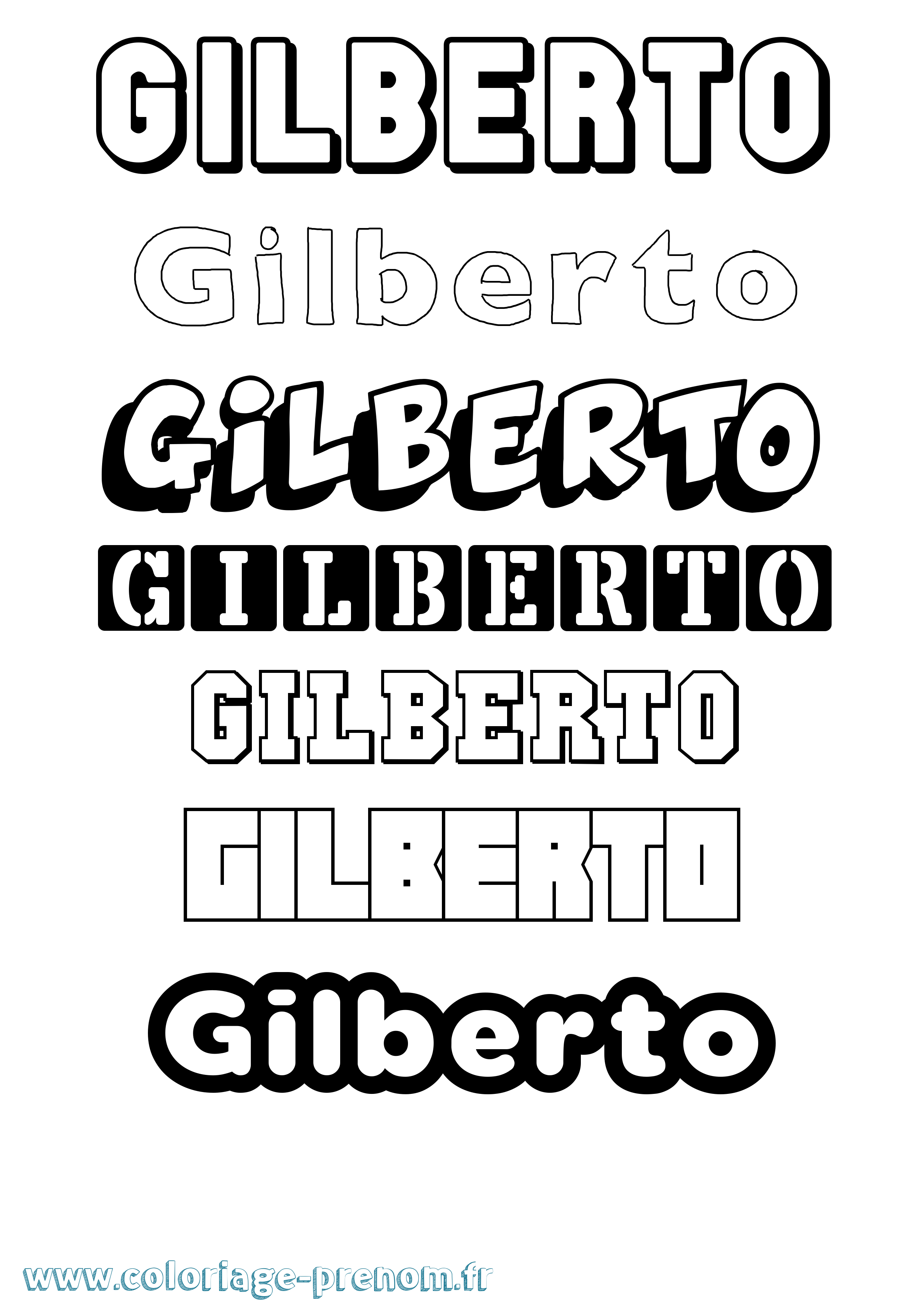 Coloriage Gilberto Simple Coloriage prénom Gilberto Simple