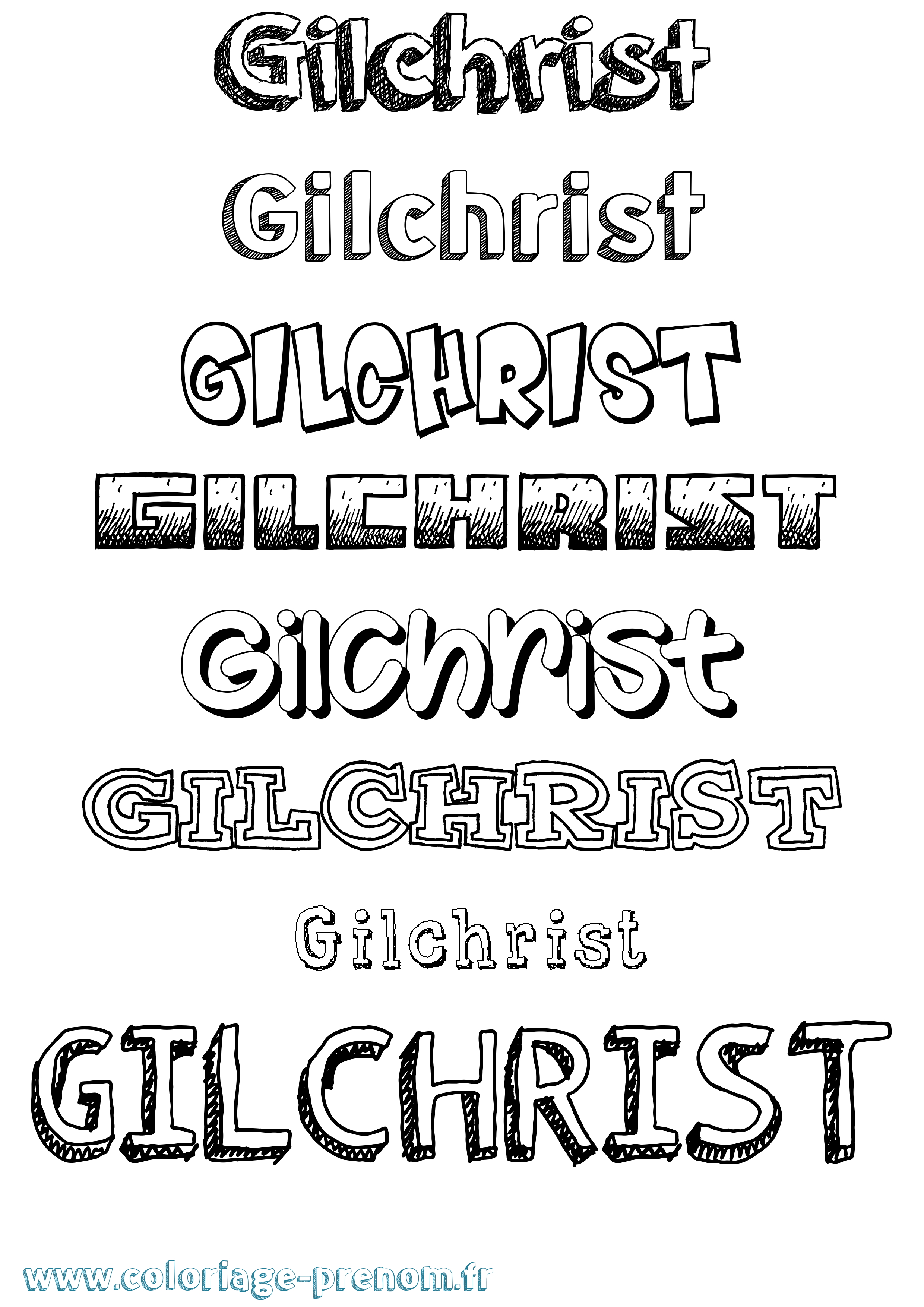 Coloriage Gilchrist Dessiné Coloriage prénom Gilchrist Dessiné
