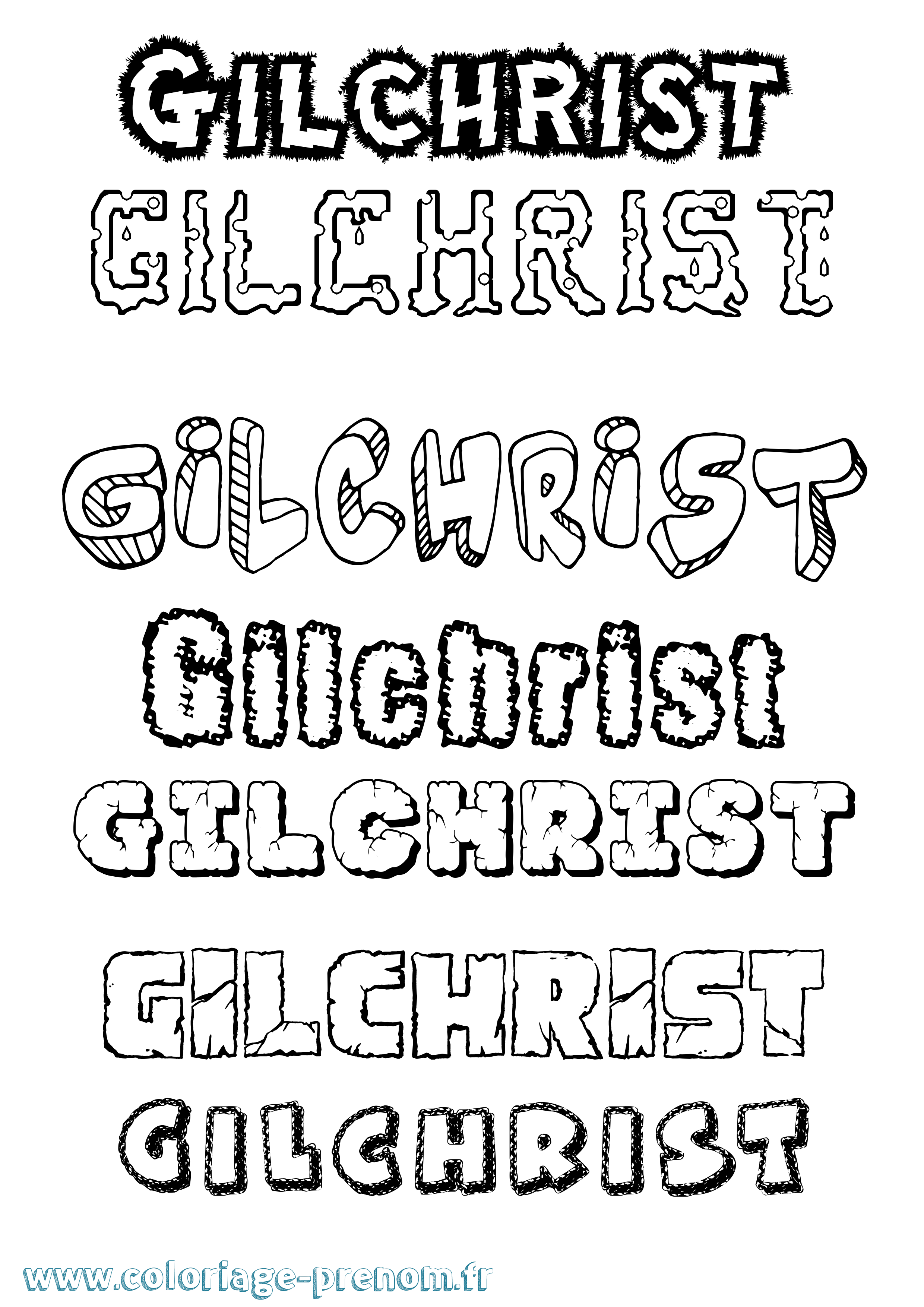 Coloriage Gilchrist Destructuré Coloriage prénom Gilchrist Destructuré