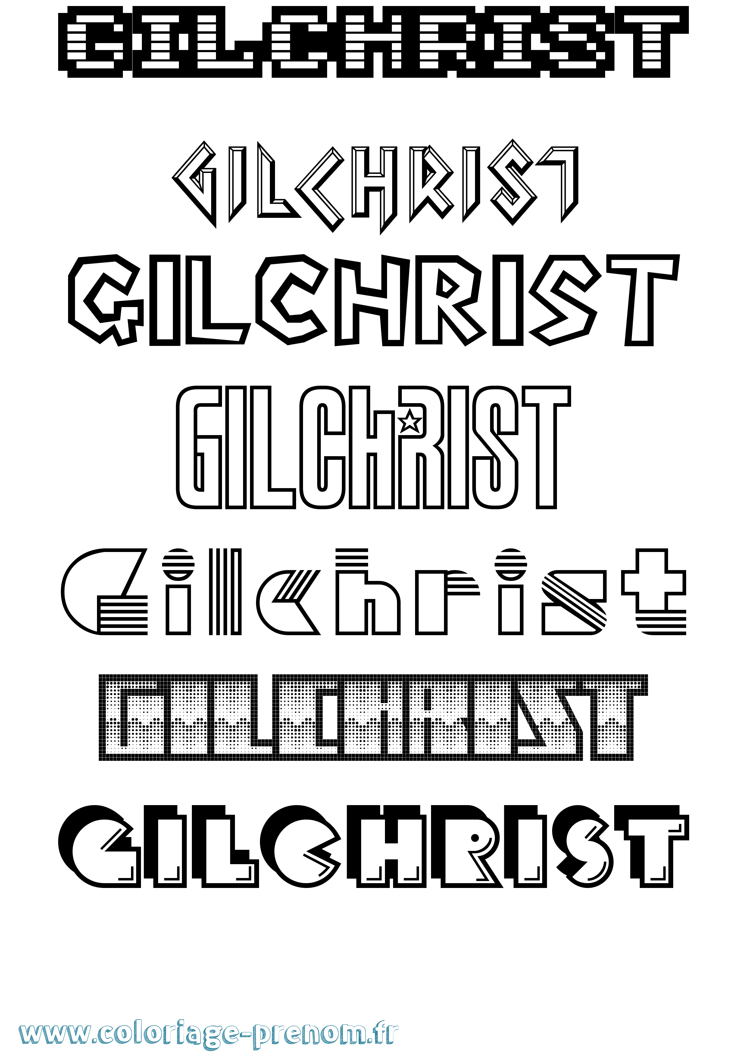 Coloriage Gilchrist Jeux Vidéos Coloriage prénom Gilchrist Jeux Vidéos