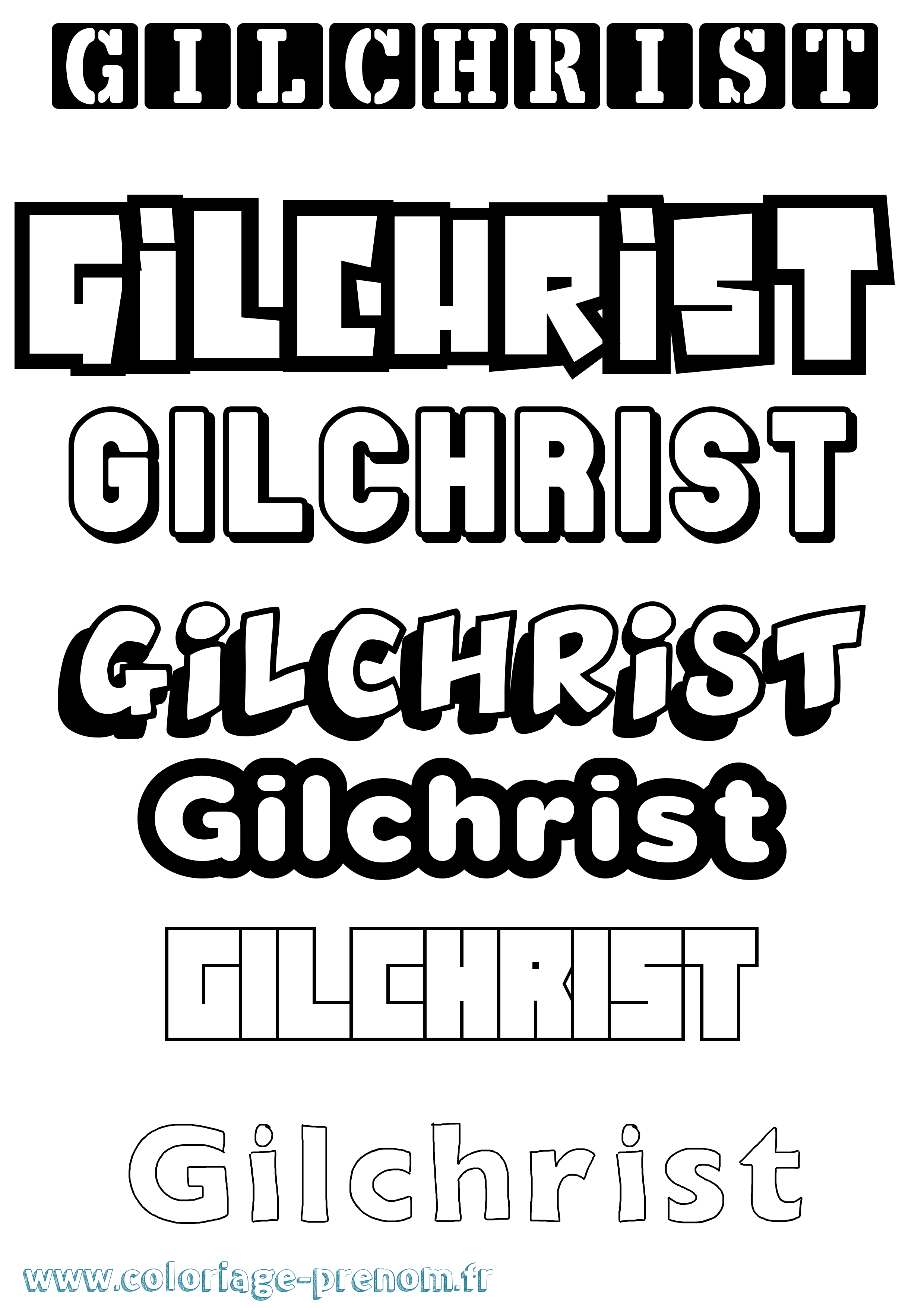 Coloriage Gilchrist Simple Coloriage prénom Gilchrist Simple