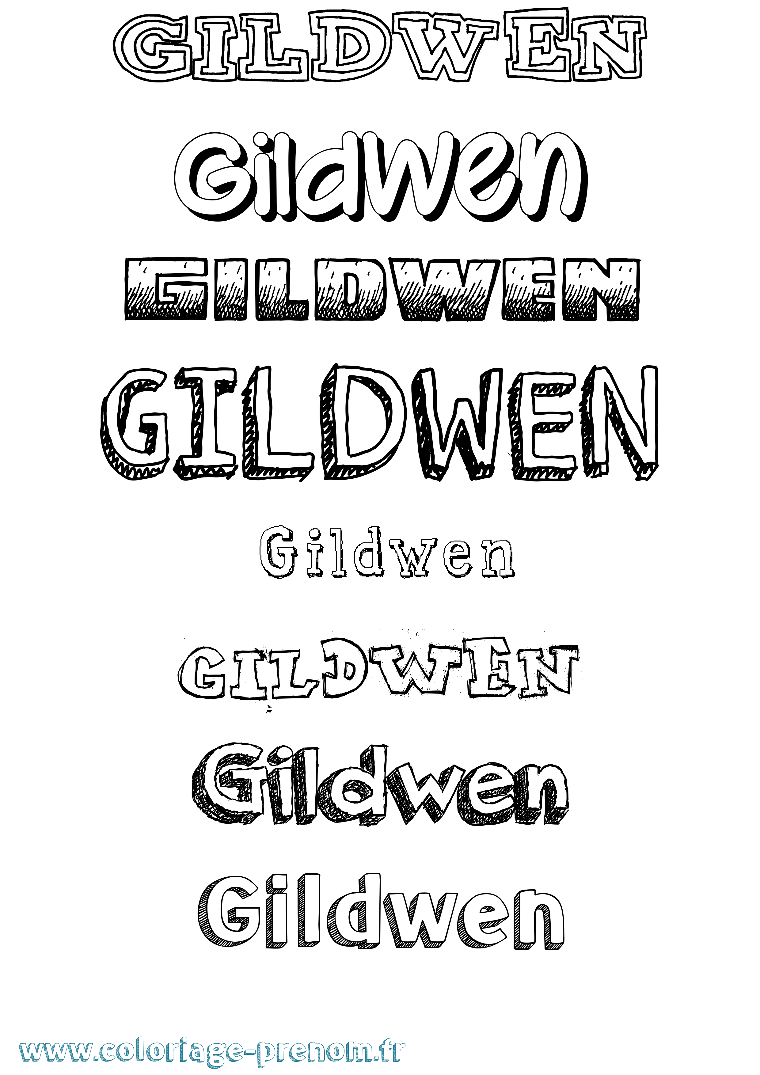 Coloriage Gildwen Dessiné Coloriage prénom Gildwen Dessiné