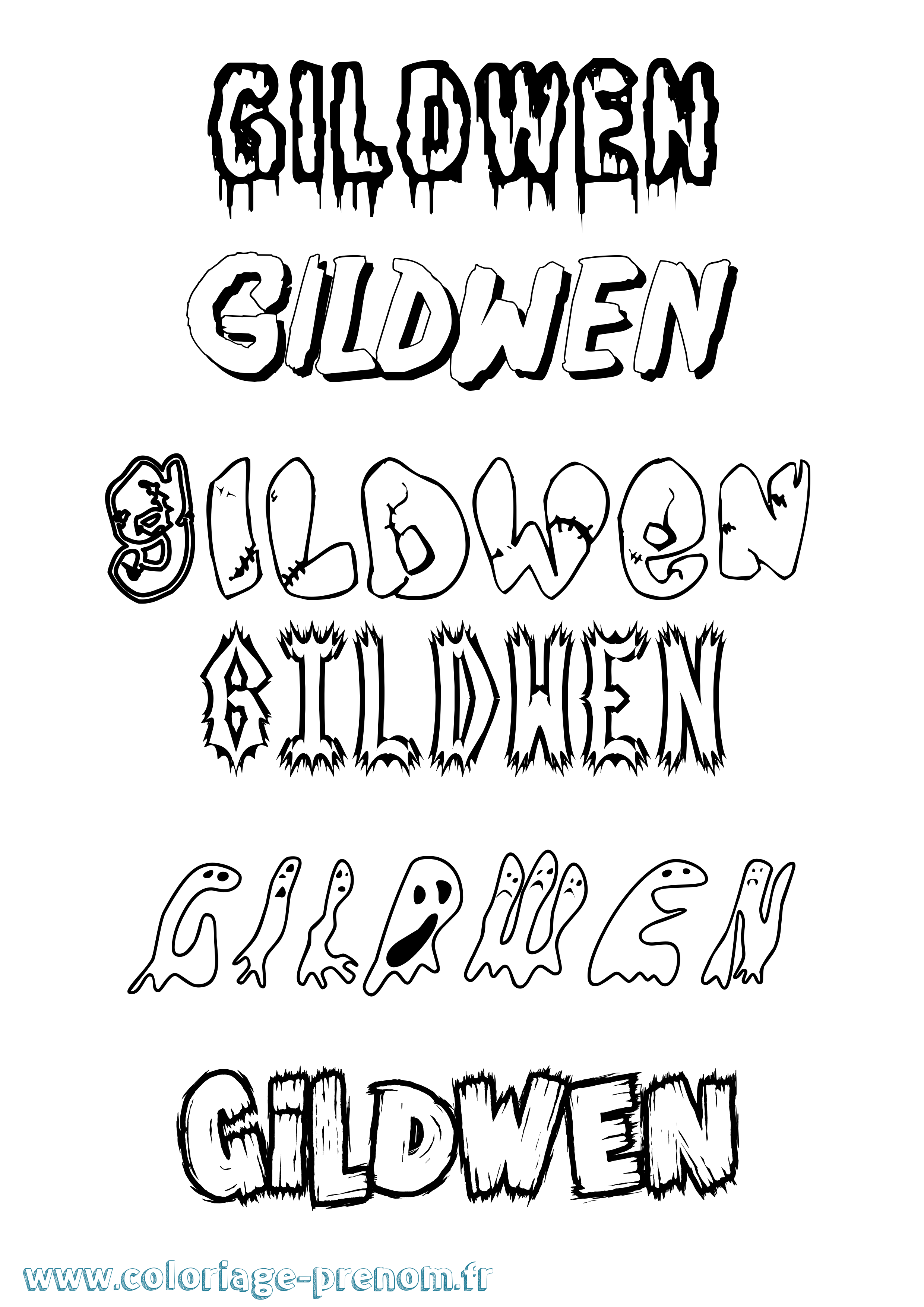 Coloriage Gildwen Frisson Coloriage prénom Gildwen Frisson