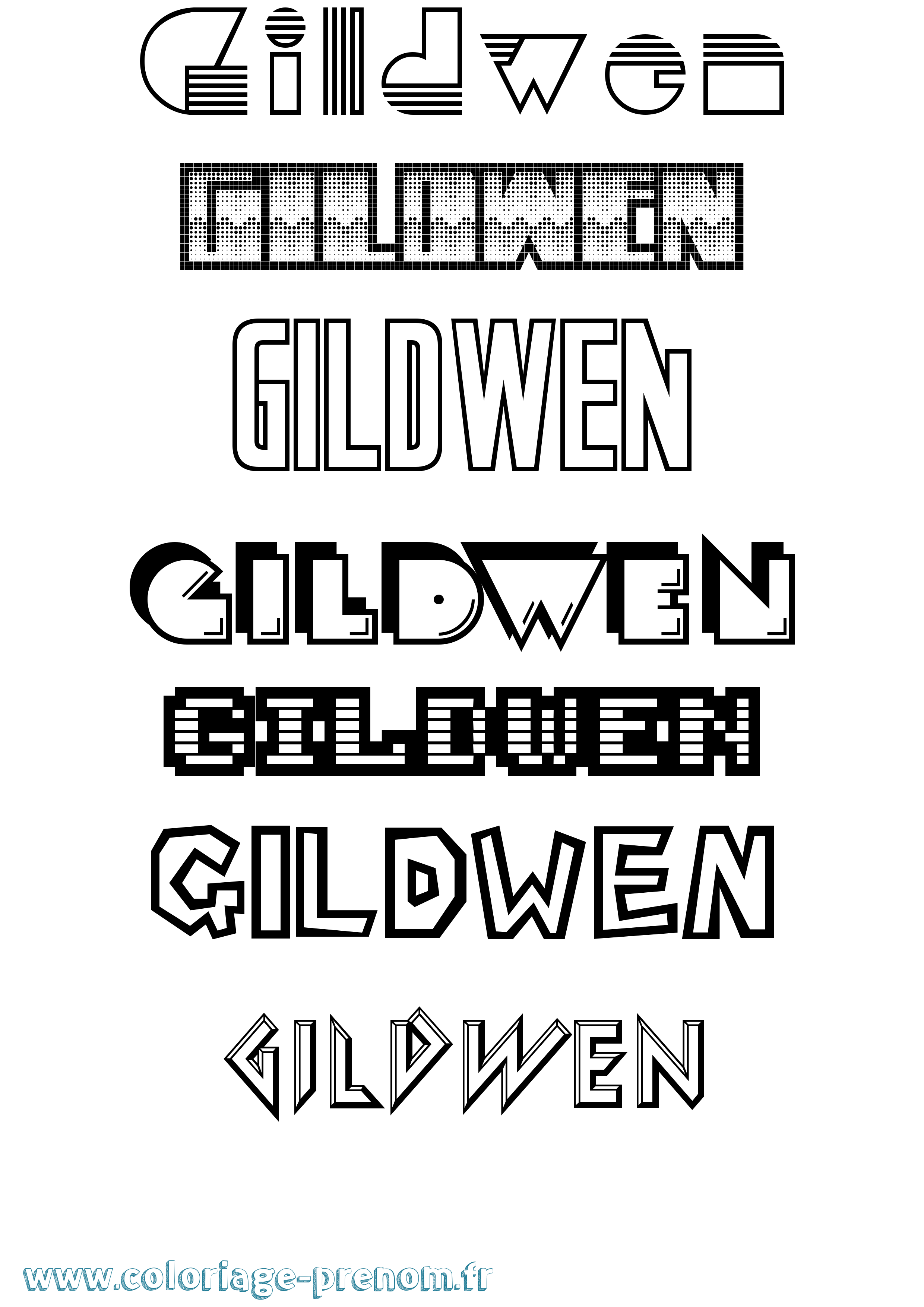 Coloriage Gildwen Jeux Vidéos Coloriage prénom Gildwen Jeux Vidéos