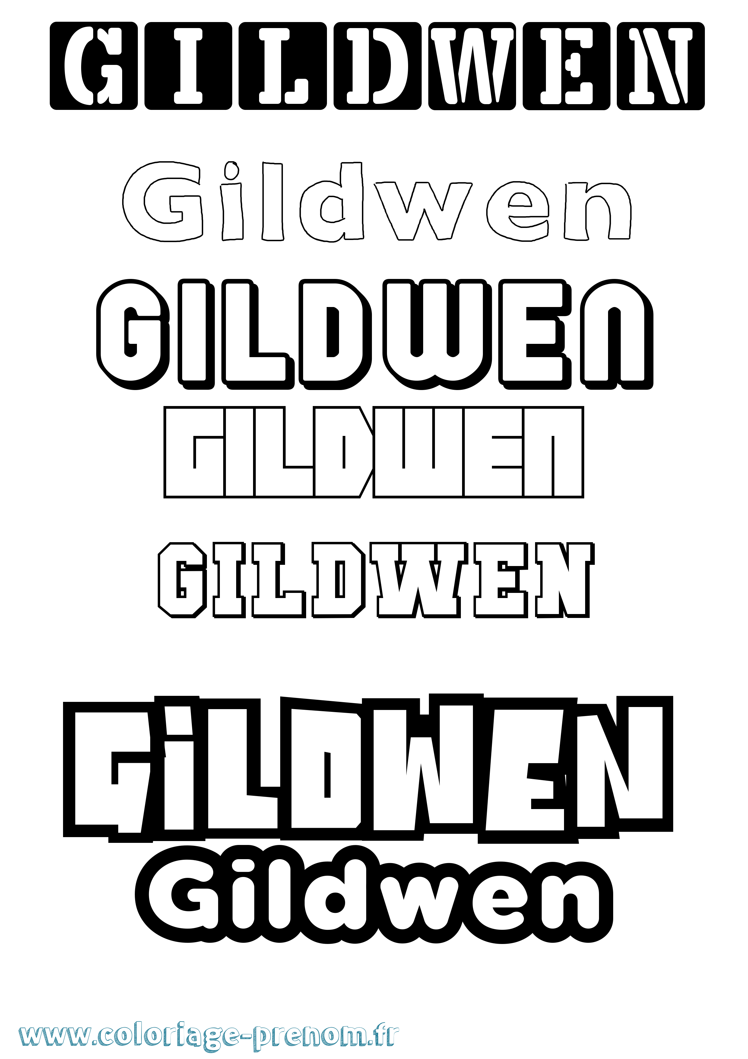 Coloriage Gildwen Simple Coloriage prénom Gildwen Simple