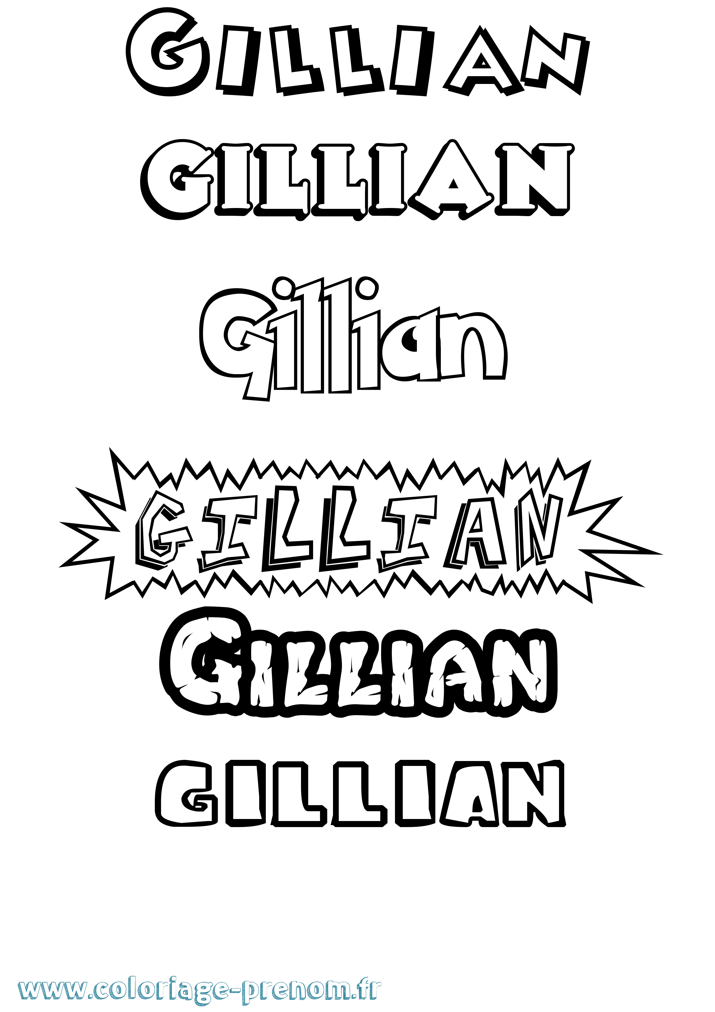 Coloriage Gillian Dessin Animé Coloriage prénom Gillian Dessin Animé
