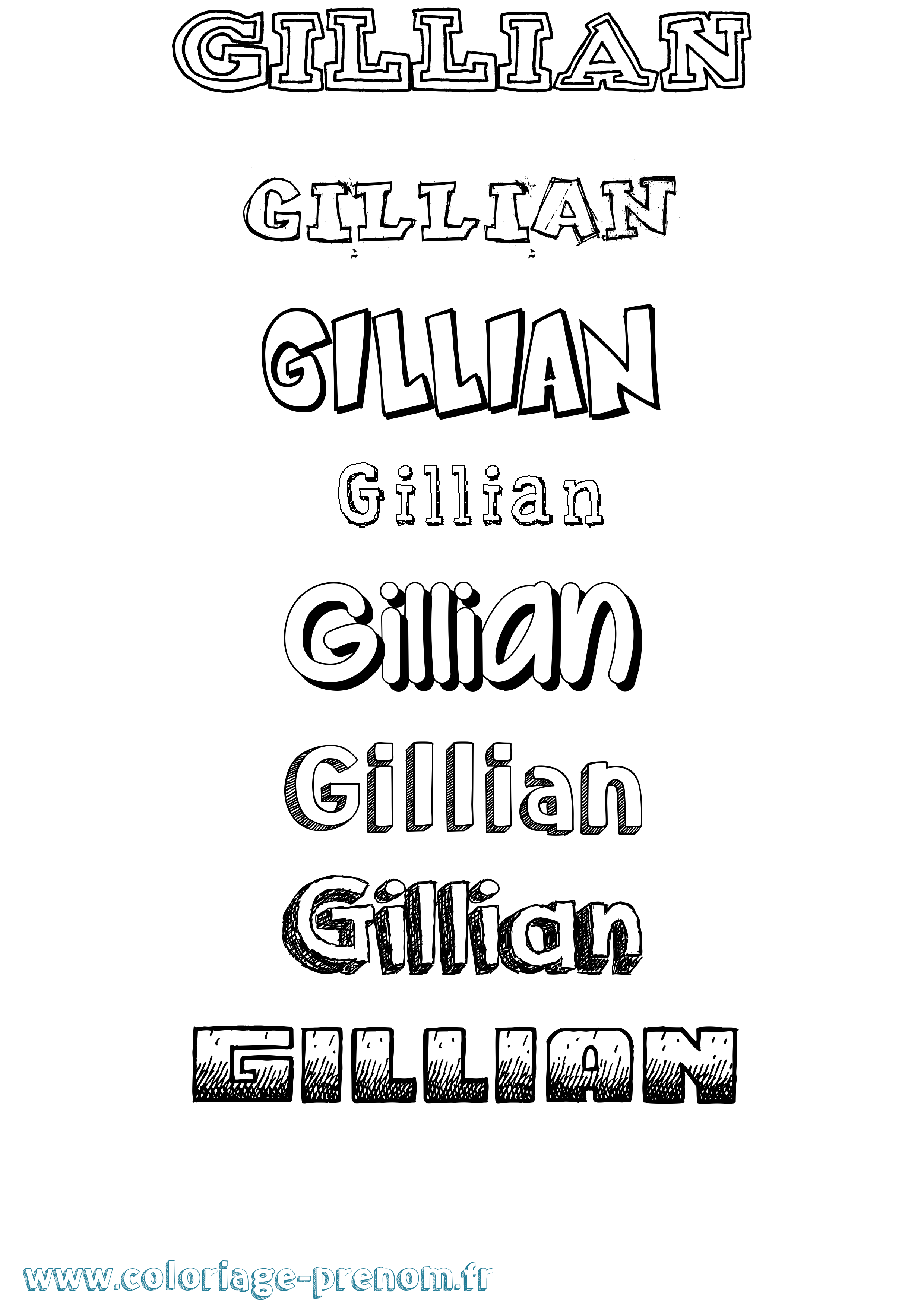 Coloriage Gillian Dessiné Coloriage prénom Gillian Dessiné