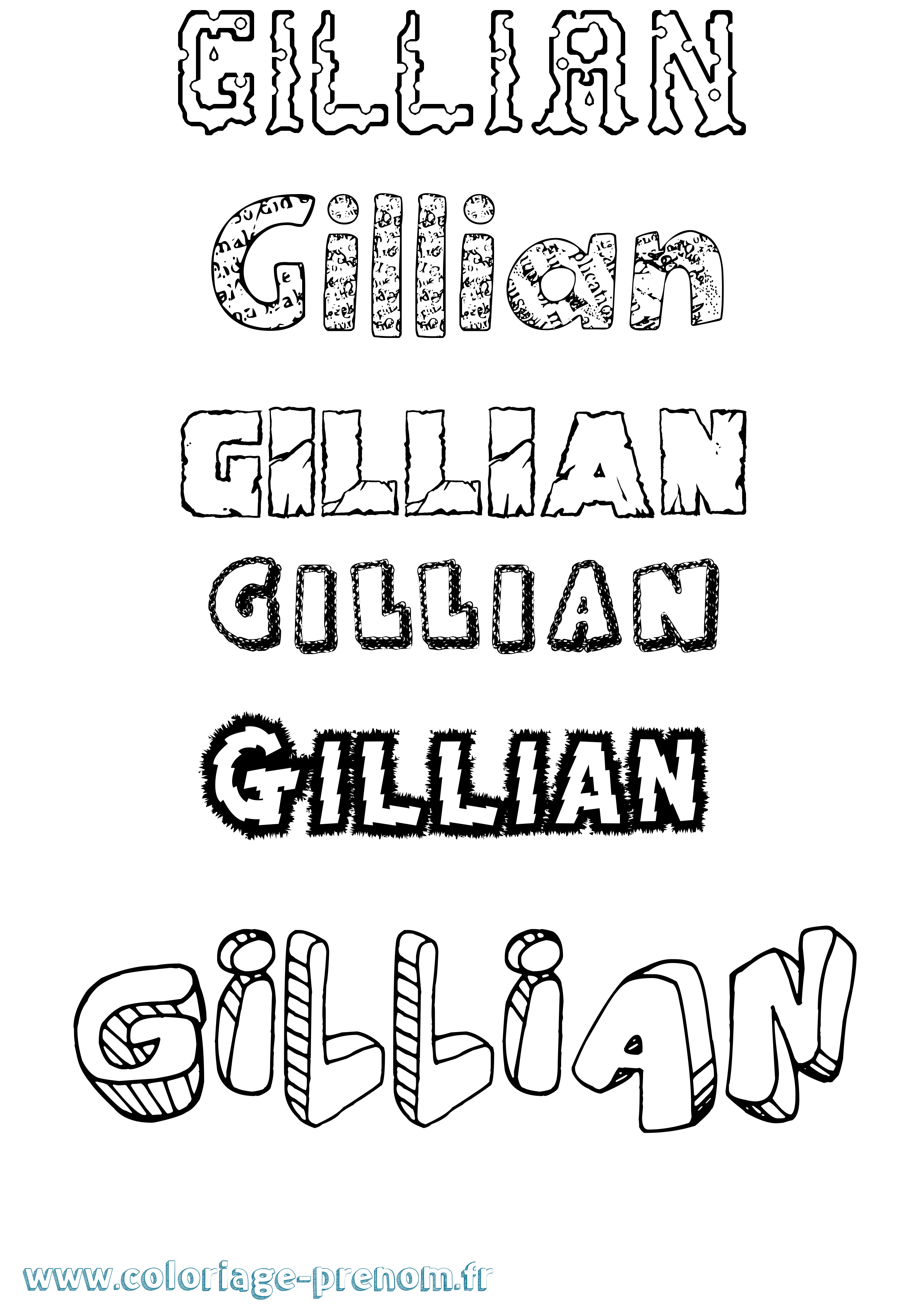 Coloriage Gillian Destructuré Coloriage prénom Gillian Destructuré