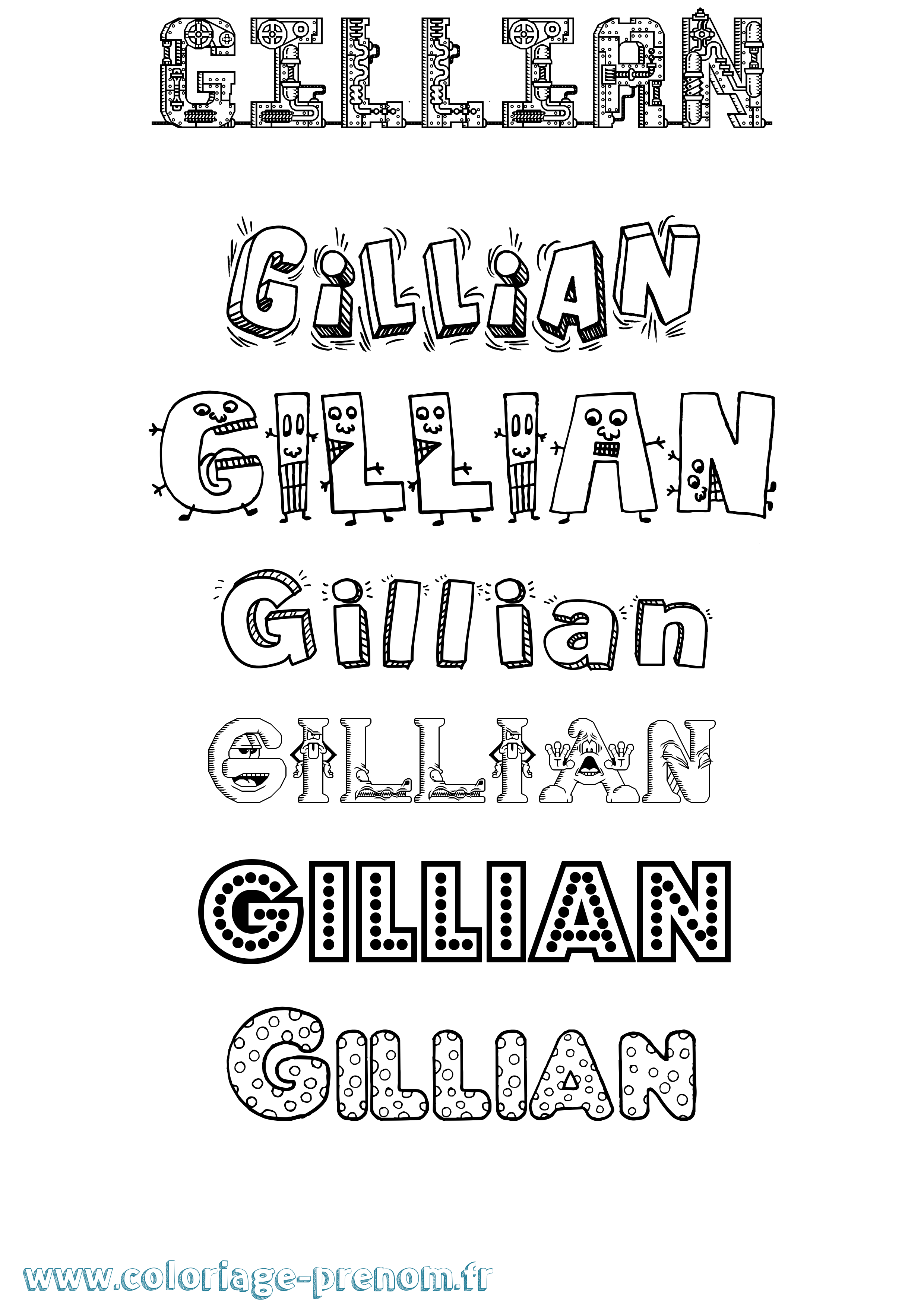 Coloriage Gillian Fun Coloriage prénom Gillian Fun