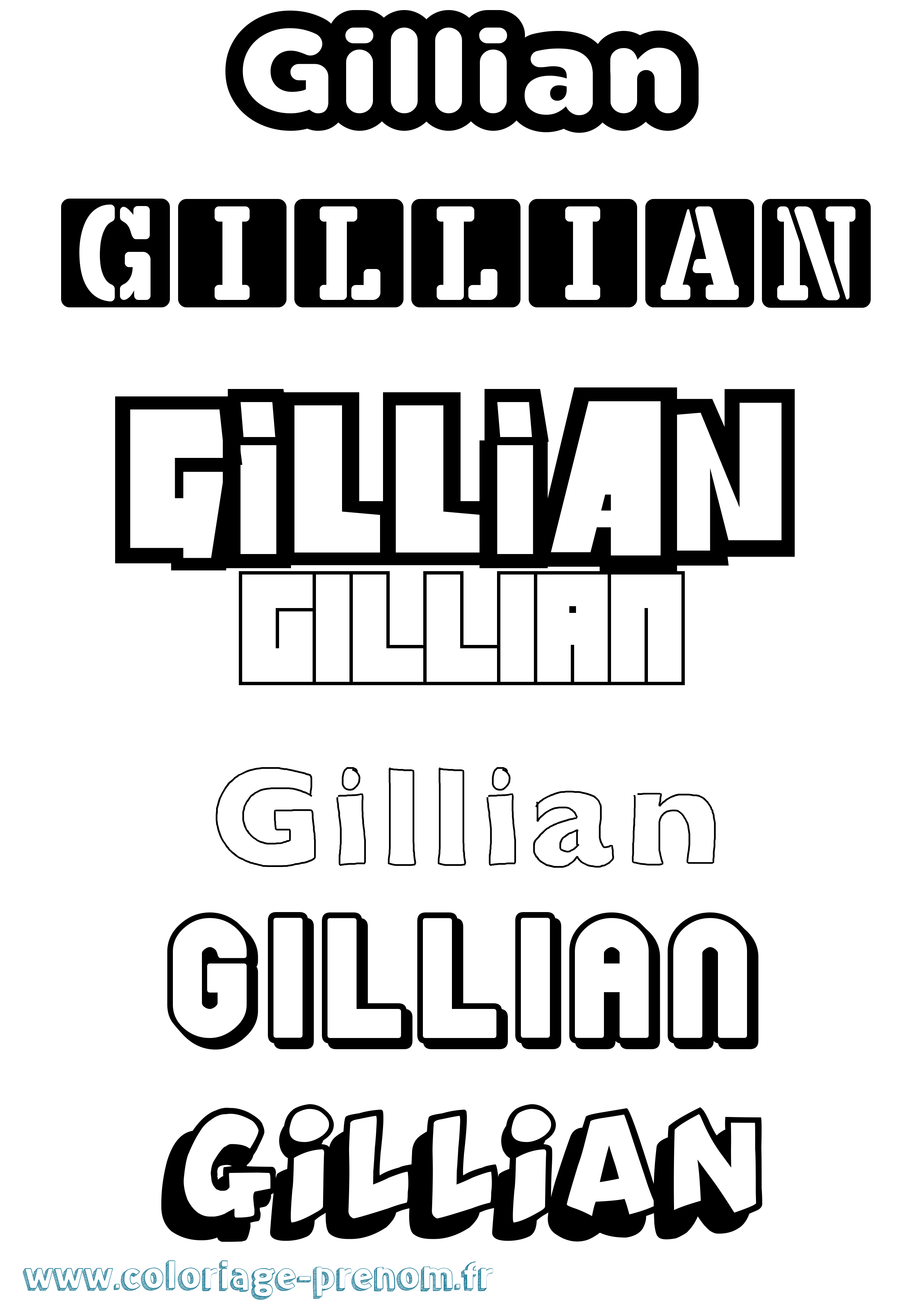 Coloriage Gillian Simple Coloriage prénom Gillian Simple