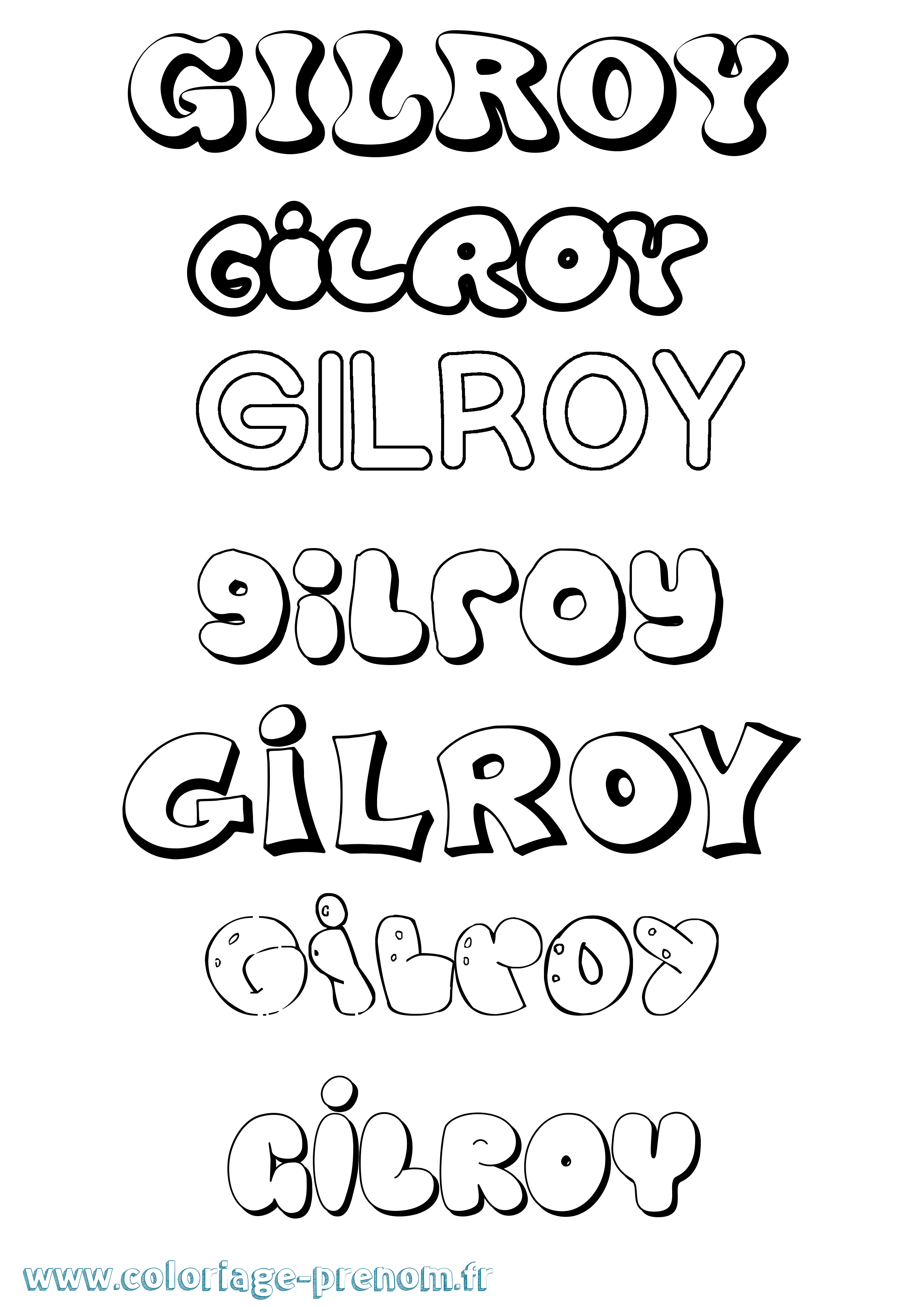 Coloriage Gilroy Bubble Coloriage prénom Gilroy Bubble
