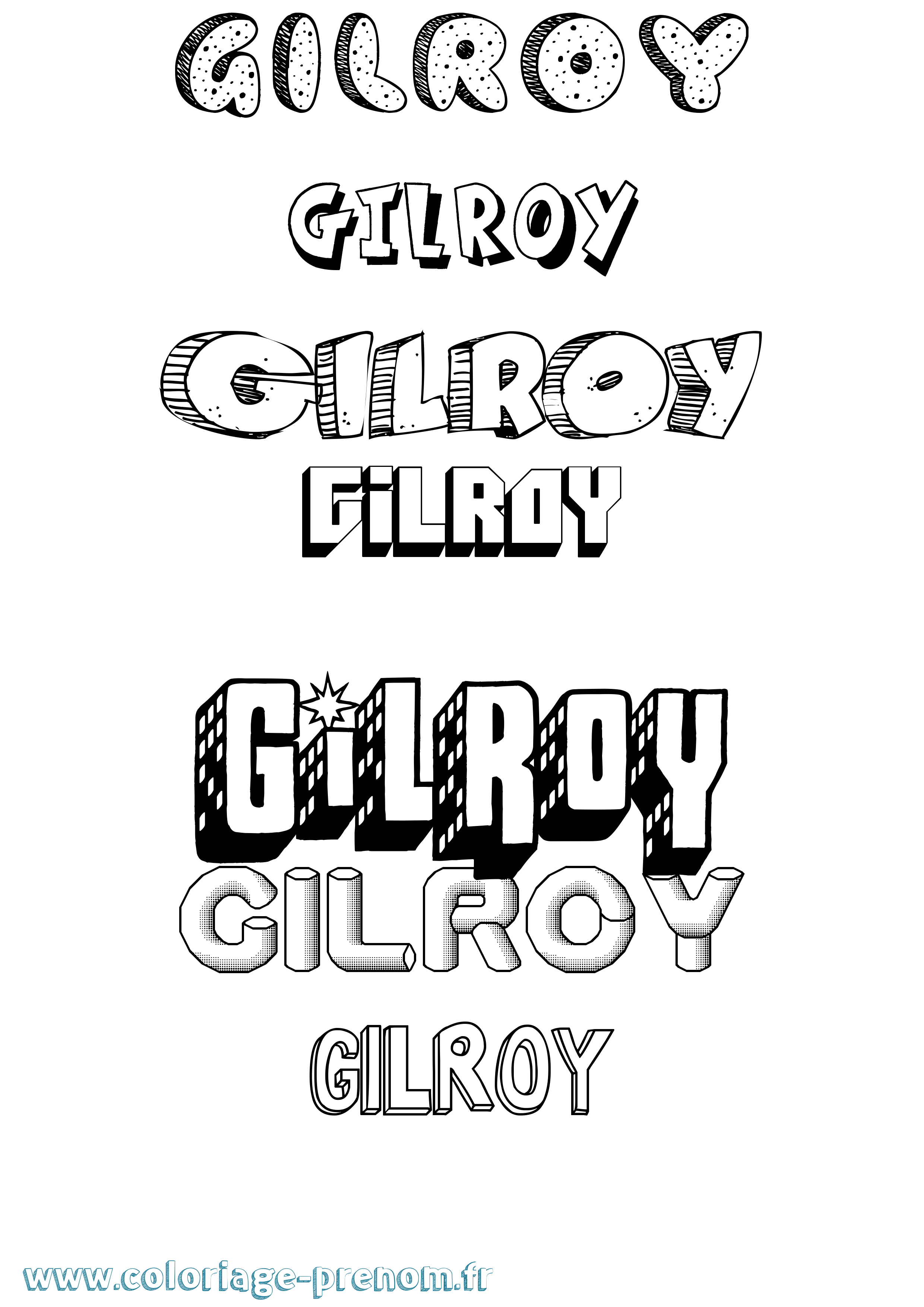Coloriage Gilroy Effet 3D Coloriage prénom Gilroy Effet 3D