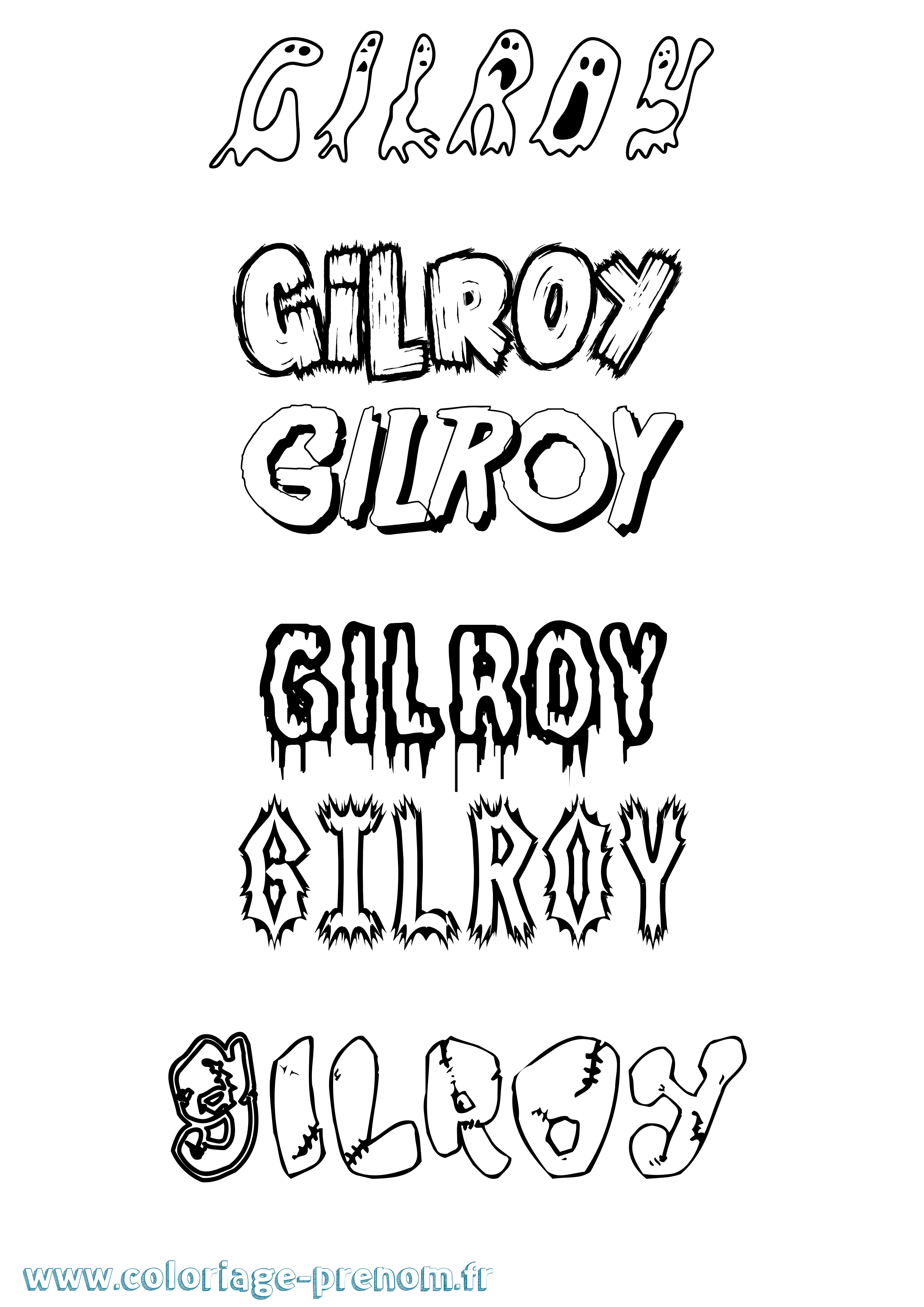 Coloriage Gilroy Frisson Coloriage prénom Gilroy Frisson