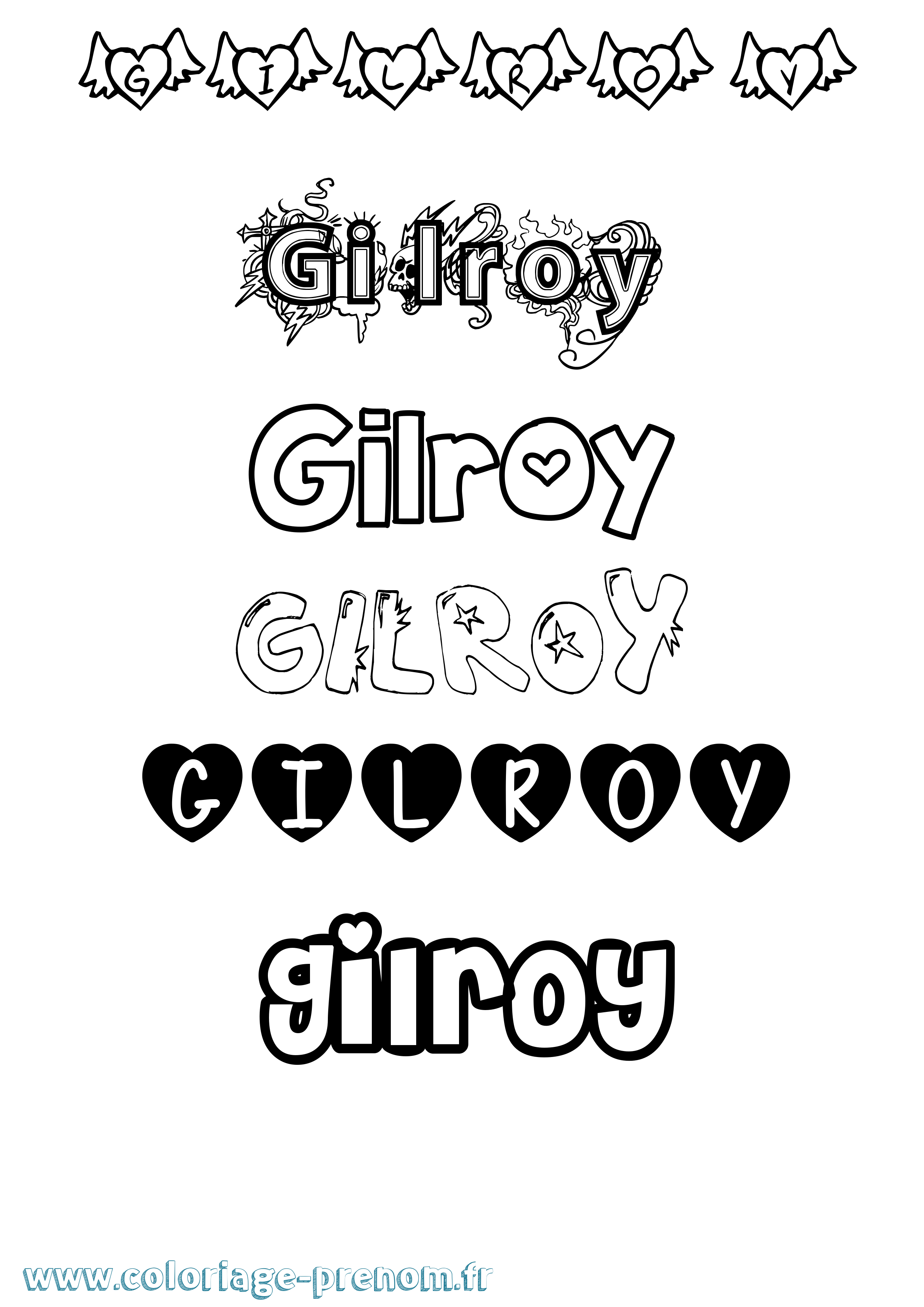 Coloriage Gilroy Girly Coloriage prénom Gilroy Girly