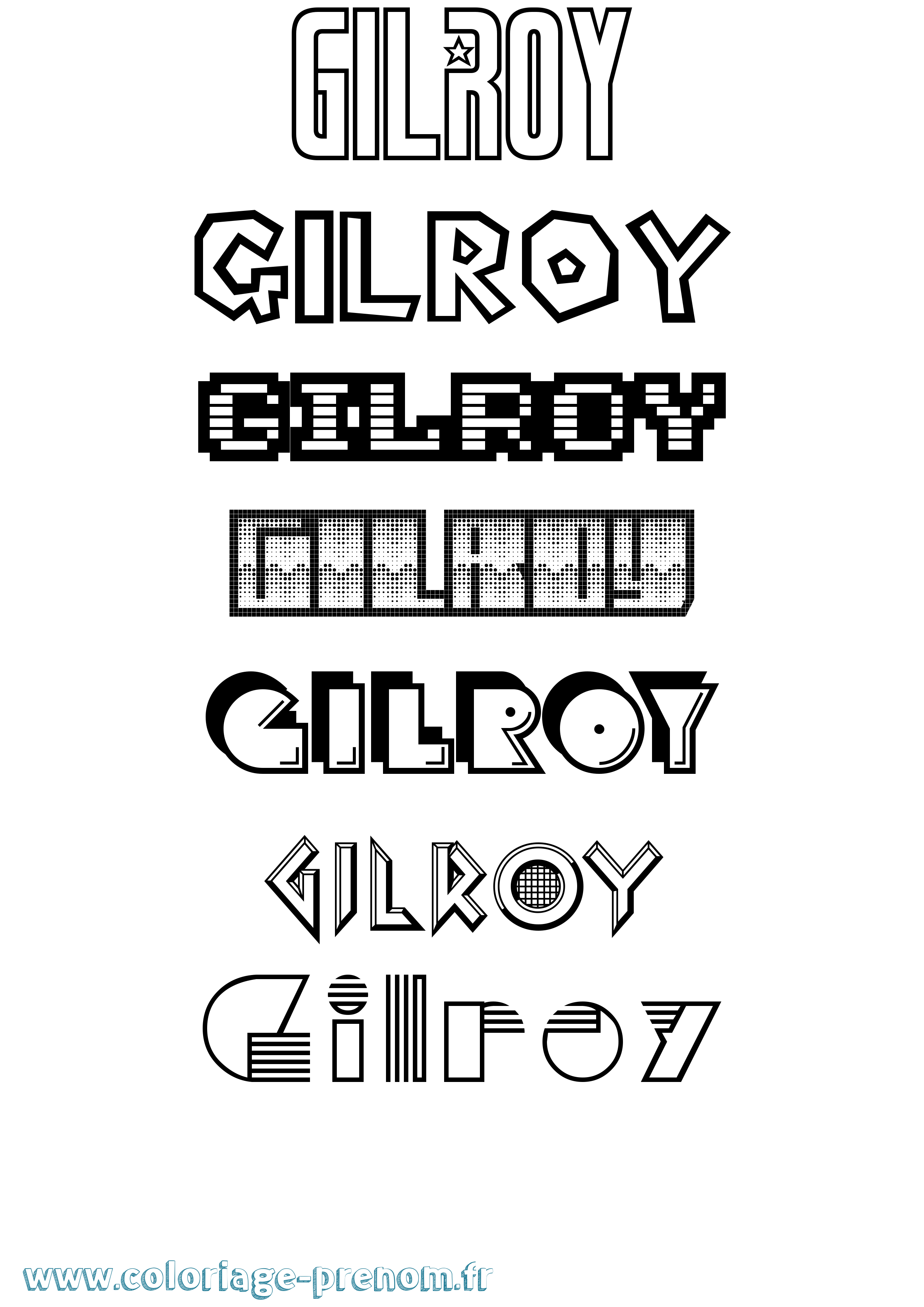 Coloriage Gilroy Jeux Vidéos Coloriage prénom Gilroy Jeux Vidéos
