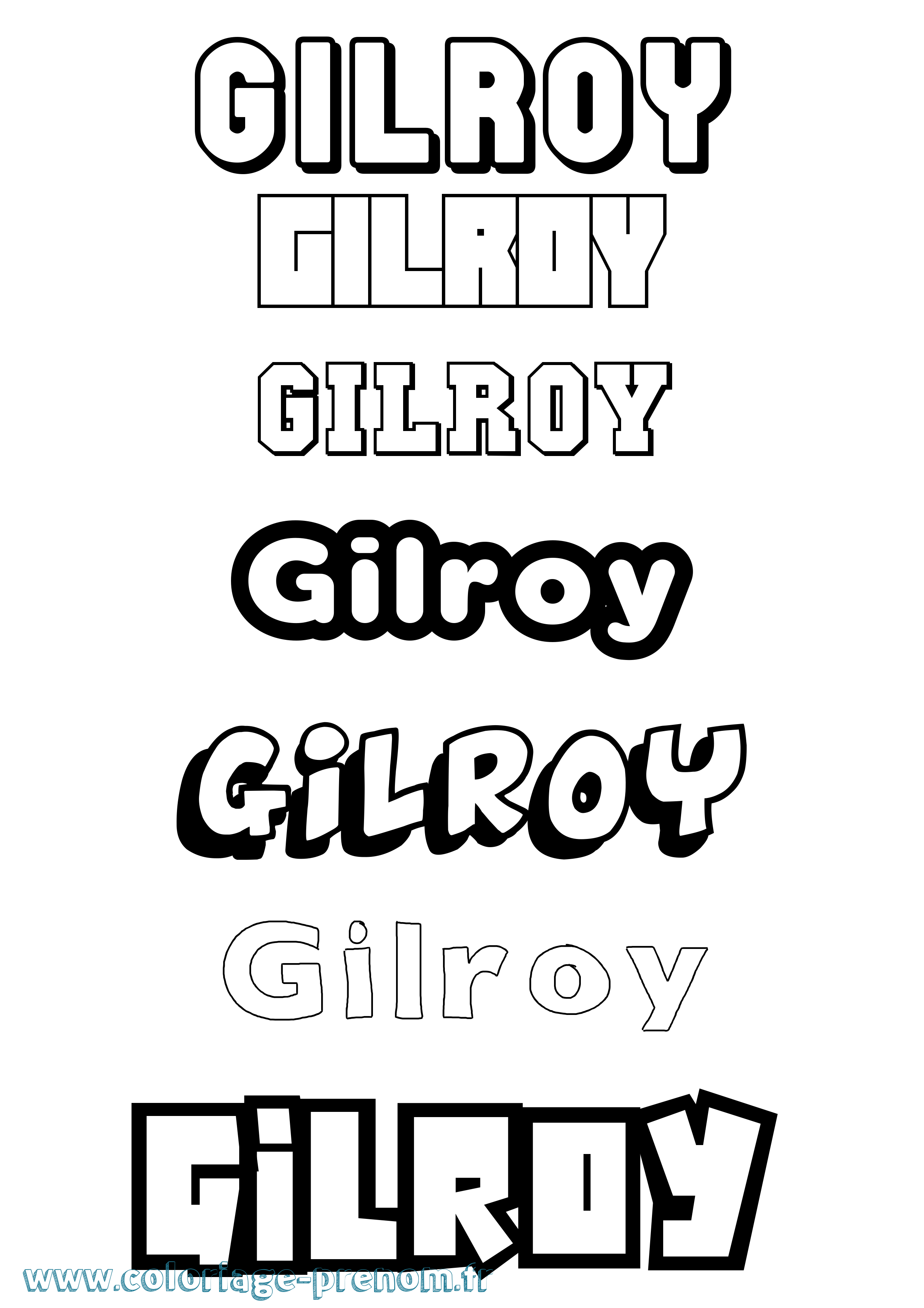 Coloriage Gilroy Simple Coloriage prénom Gilroy Simple