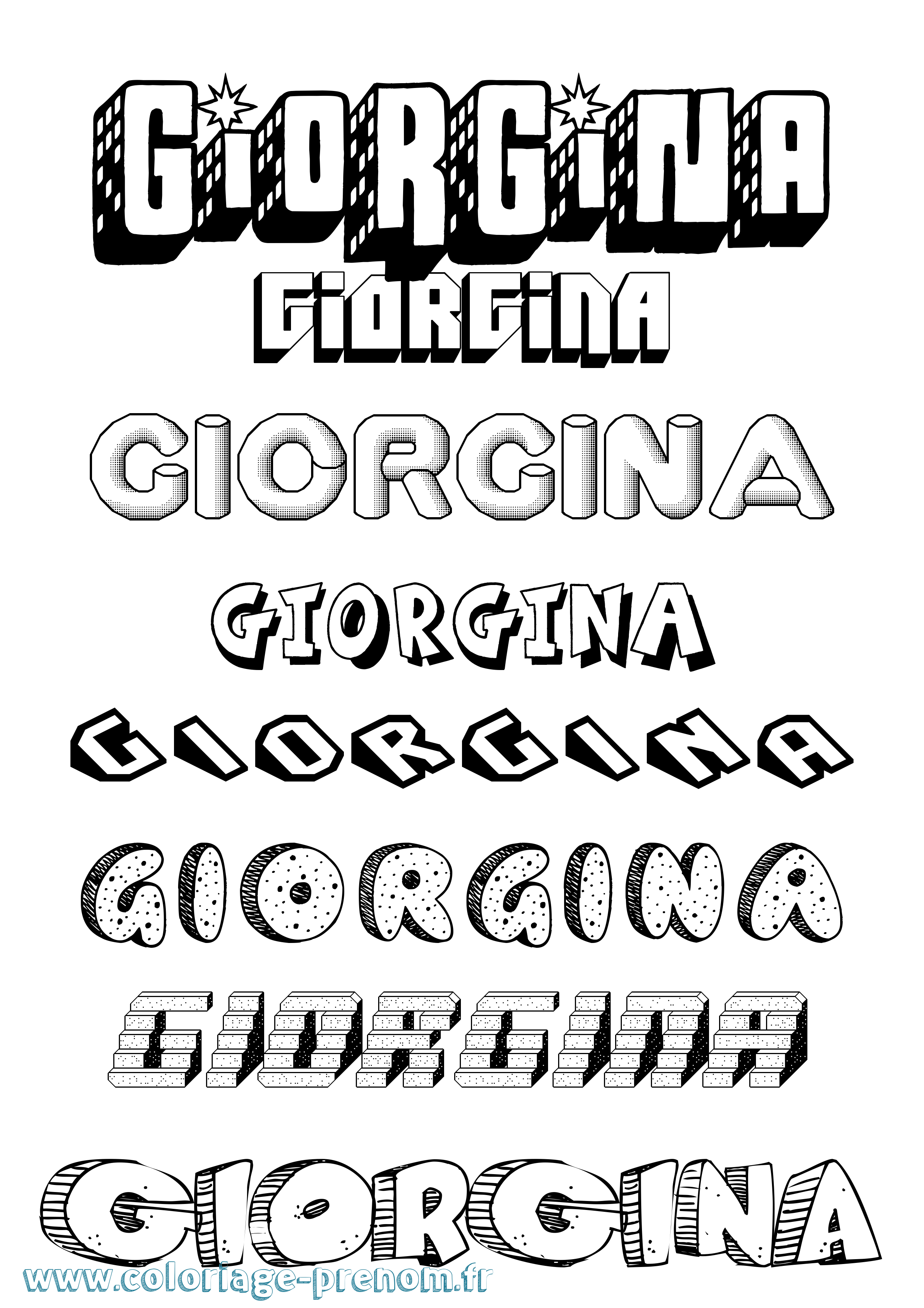Coloriage Giorgina Effet 3D Coloriage prénom Giorgina Effet 3D