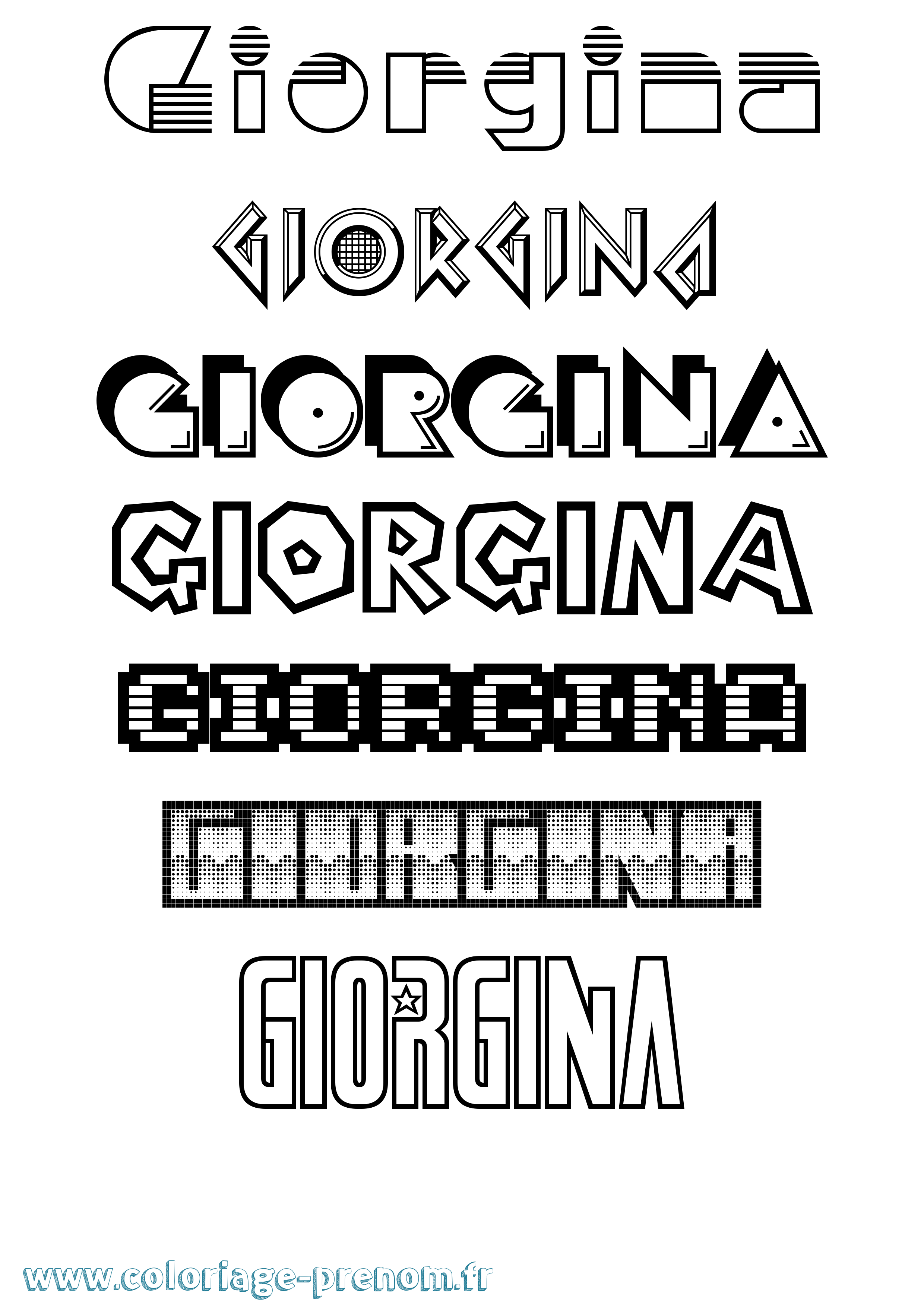 Coloriage Giorgina Jeux Vidéos Coloriage prénom Giorgina Jeux Vidéos